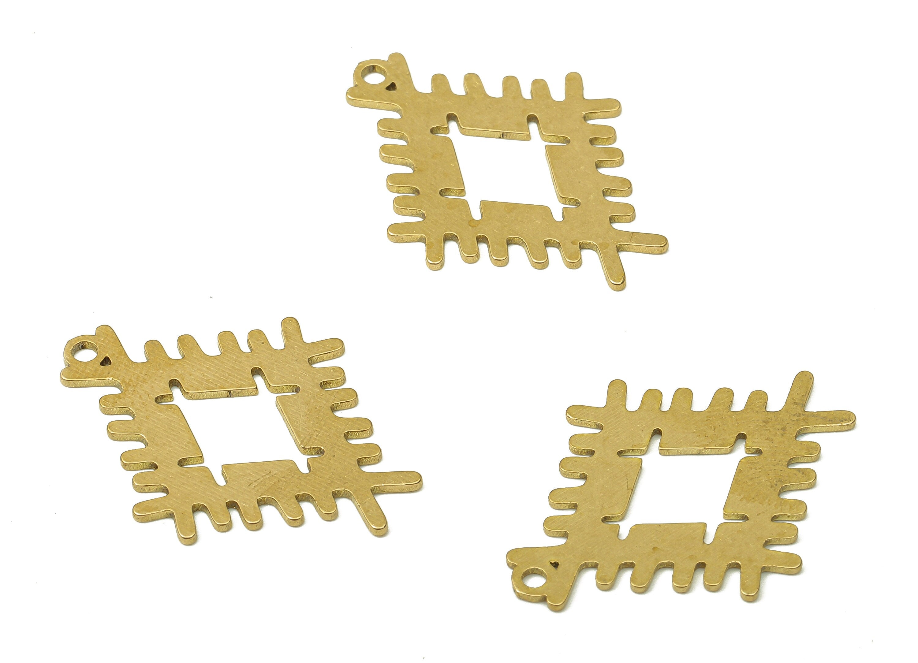 Brass Rhombus Earring Charms - Raw Brass Diamond Cutout Pendant With Loop - For Necklace - Anatolian Charm - 24.97x18.15x0.67mm - PPA4877 - DOMEDBAZAAR