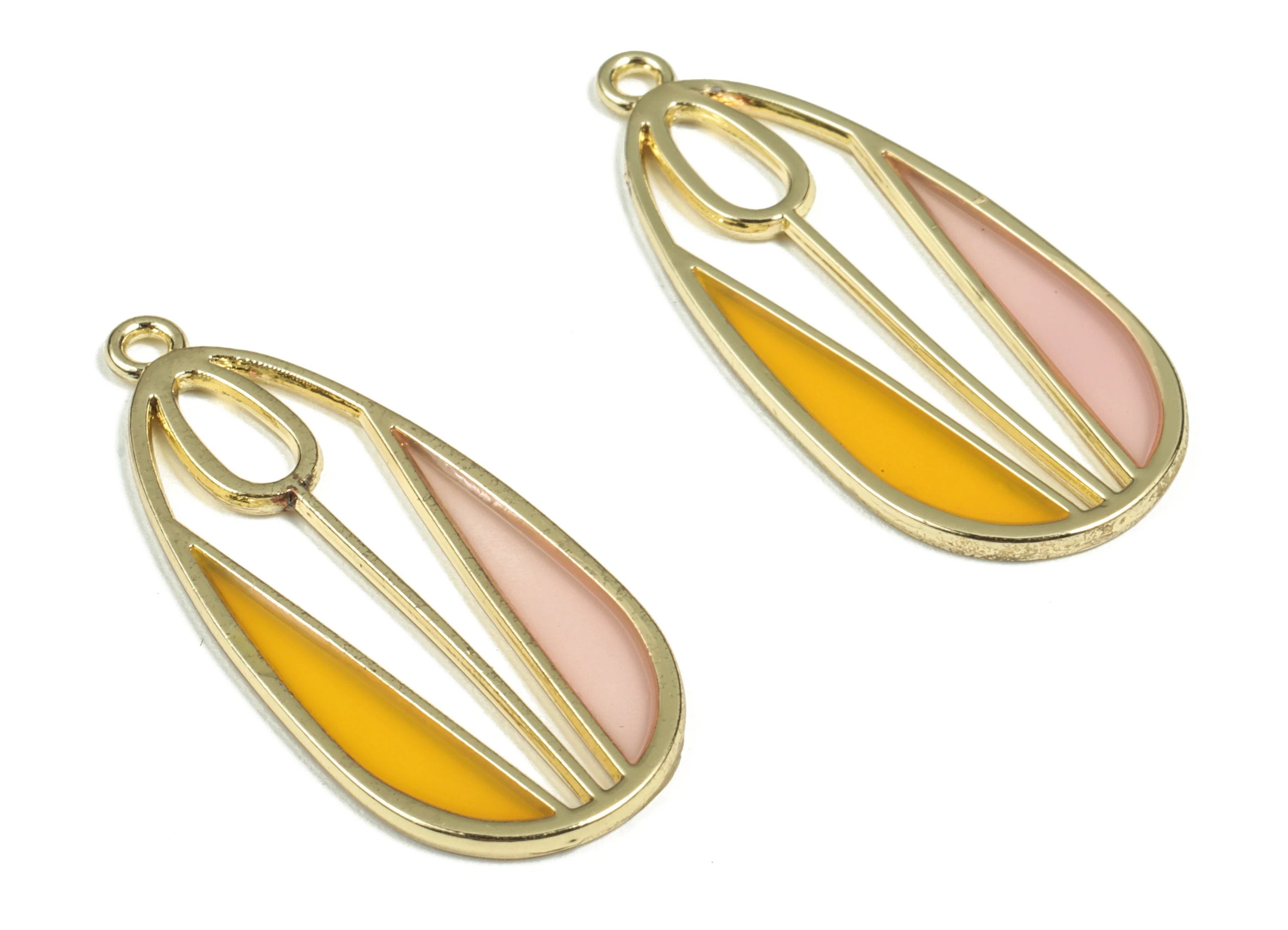 Enamel Alloy Drop Pendant - Alloy Drop Earring Charms - Gold Tone Plated Alloy - Lady Bug Charms - 35.16x15.77x1.36mm - ZZ1786 - DOMEDBAZAAR