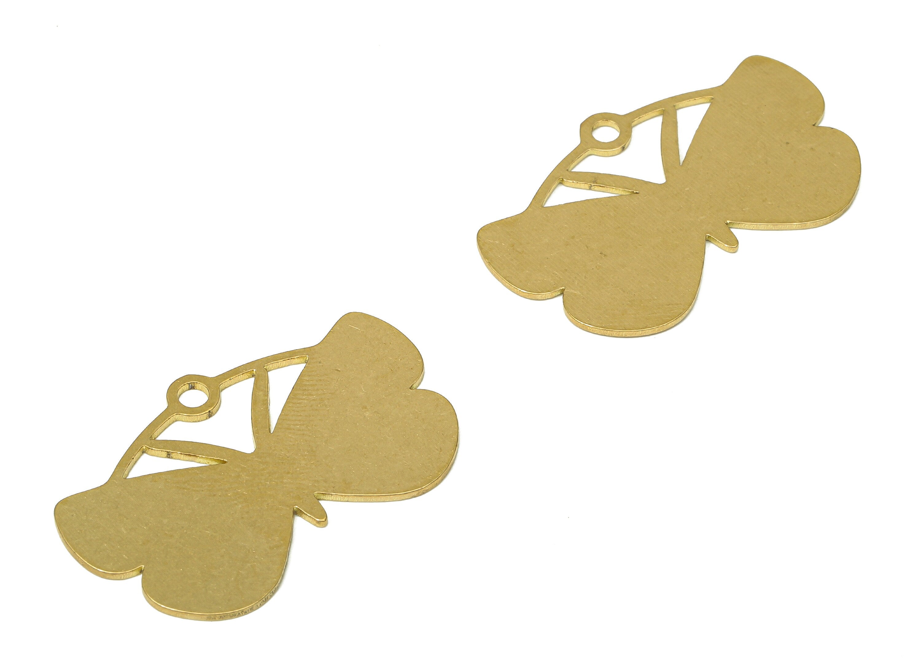 Brass Butterfly Earring Charms - Raw Brass Stamping Blank Pendant With Loop - For Necklace - Earring Findings - 29.86x18.88x0.71mm - PPA4590 - DOMEDBAZAAR