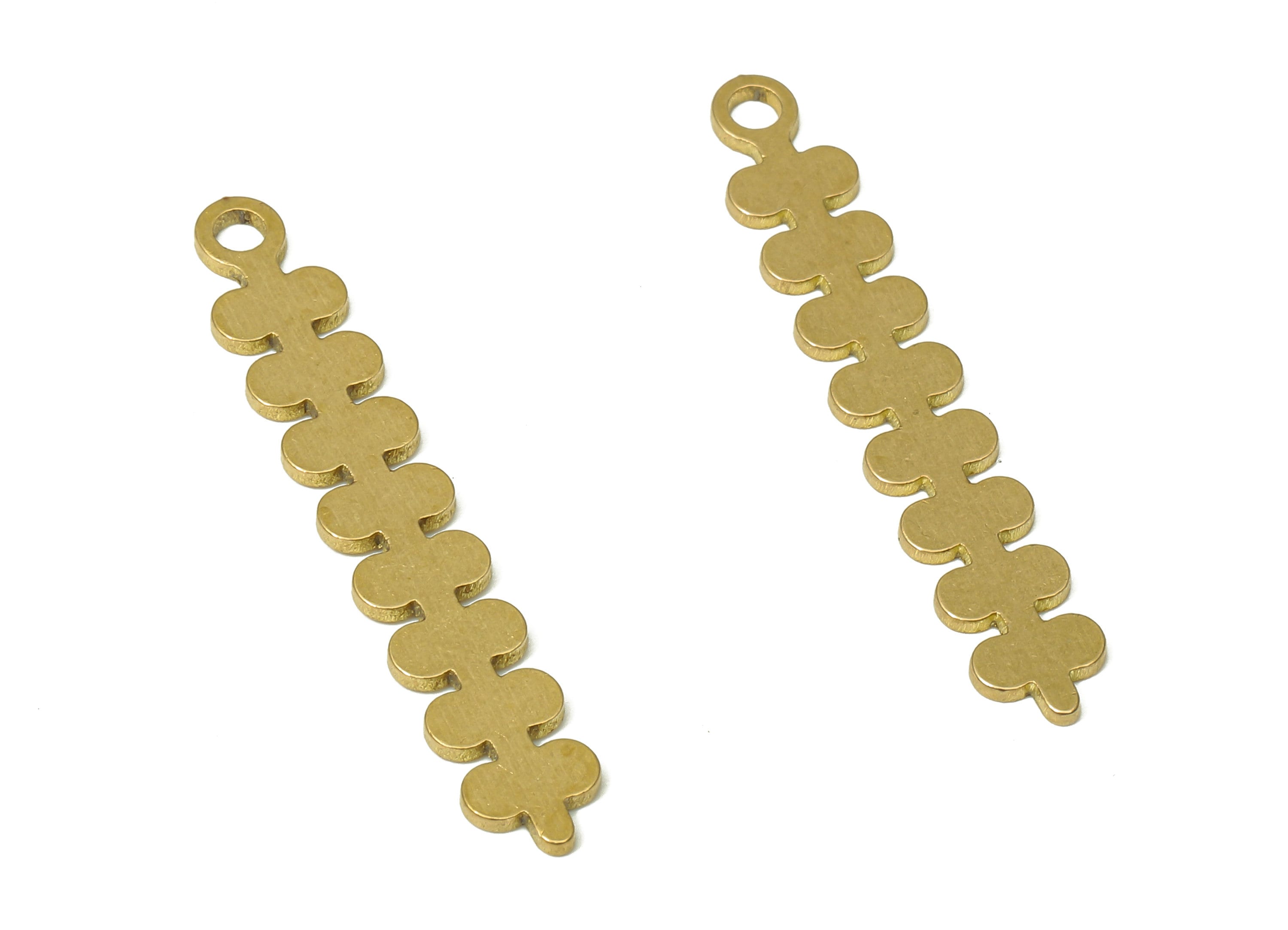 Brass Long Rectangle Bar Earring Charms - Raw Brass Long Flower Pendant With Loop - For Necklace - 27.97x4.72x0.66mm - PPA4876 - DOMEDBAZAAR