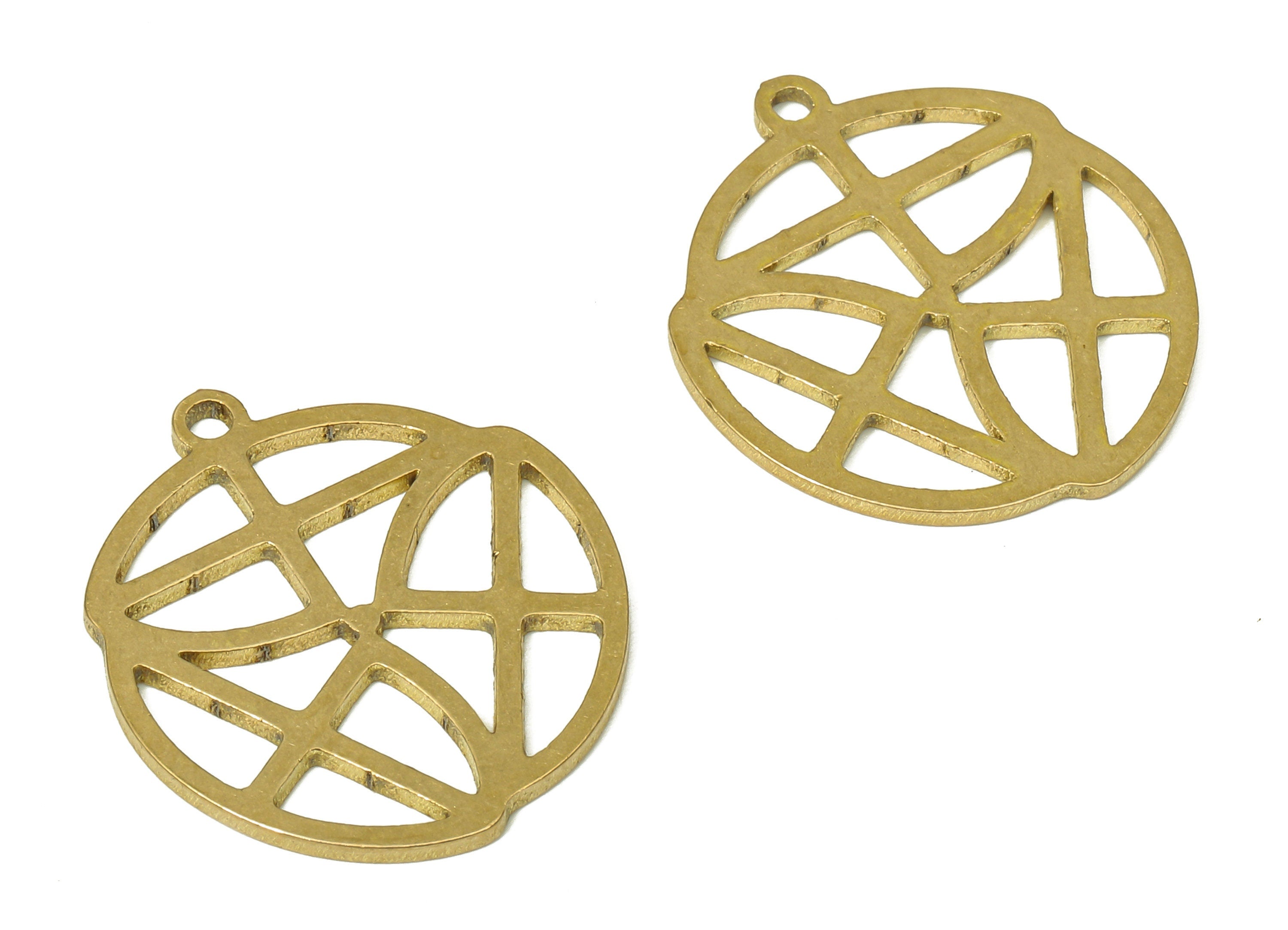 Brass Round Earring Charms - Raw Brass Circle Pendant With Loop - For Necklace - Earring Findings - 20x17.56x0.89mm - PPA4629 - DOMEDBAZAAR
