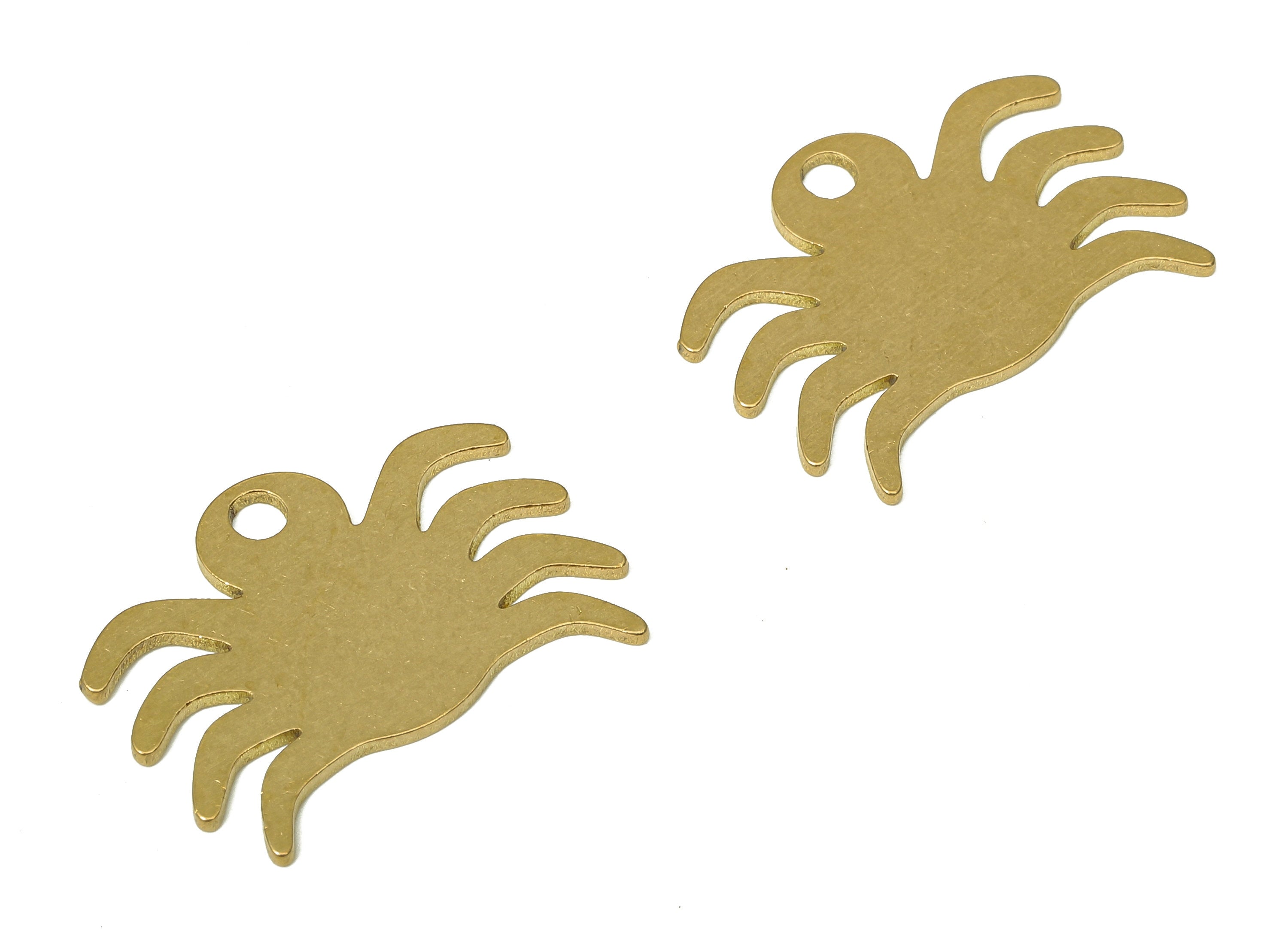 Brass Crab Spider Earring Charms - Raw Brass Crab Beetle Pendant With Loop - For Necklace - Earring Findings - 19.73x14.56x0.65mm - PPA4801 - DOMEDBAZAAR
