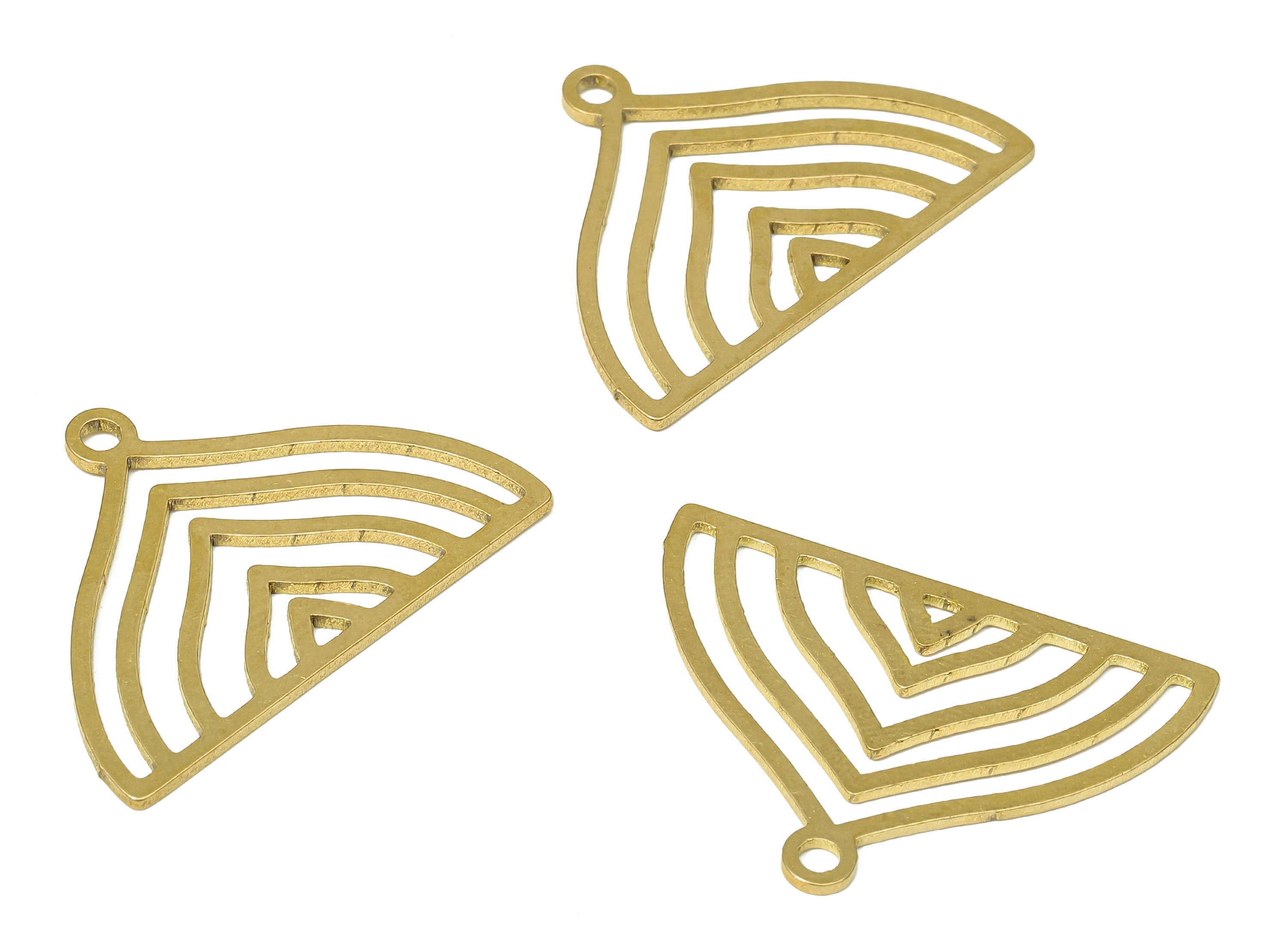 Brass Domed Earring Charms - Raw Brass Fishtail Cutout Pendant With Loop - For Necklace - Domed Earring Charm - 29.84x21.44x0.87mm - PPA4957 - DOMEDBAZAAR