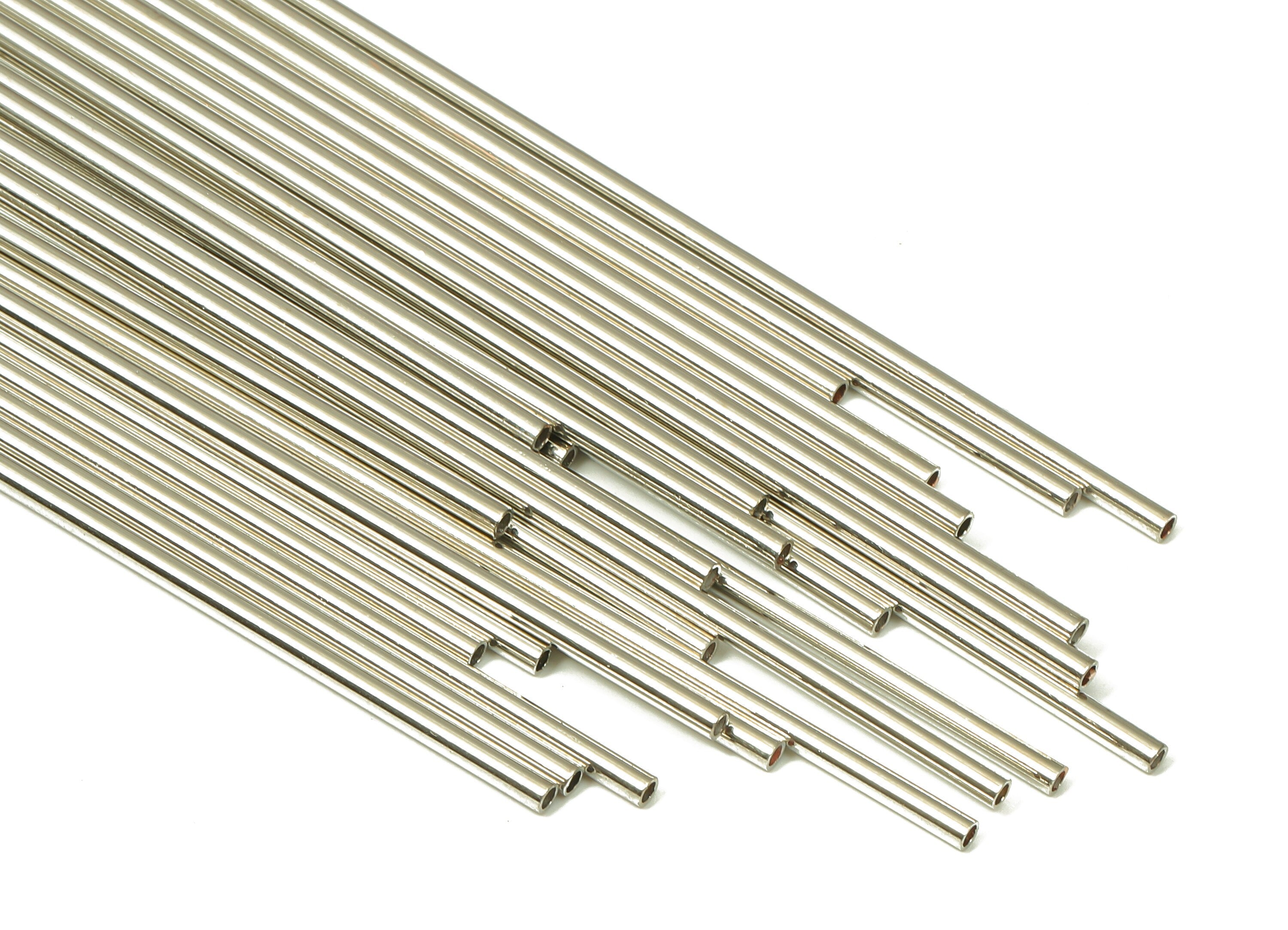 Silver Tone Himmeli Tubes - Brass Round Himmeli DIY Tube Beads - Circle Pipes for Geometric - For Air Plants -1.5x0.2x70mm - PP4567S-70 - DOMEDBAZAAR