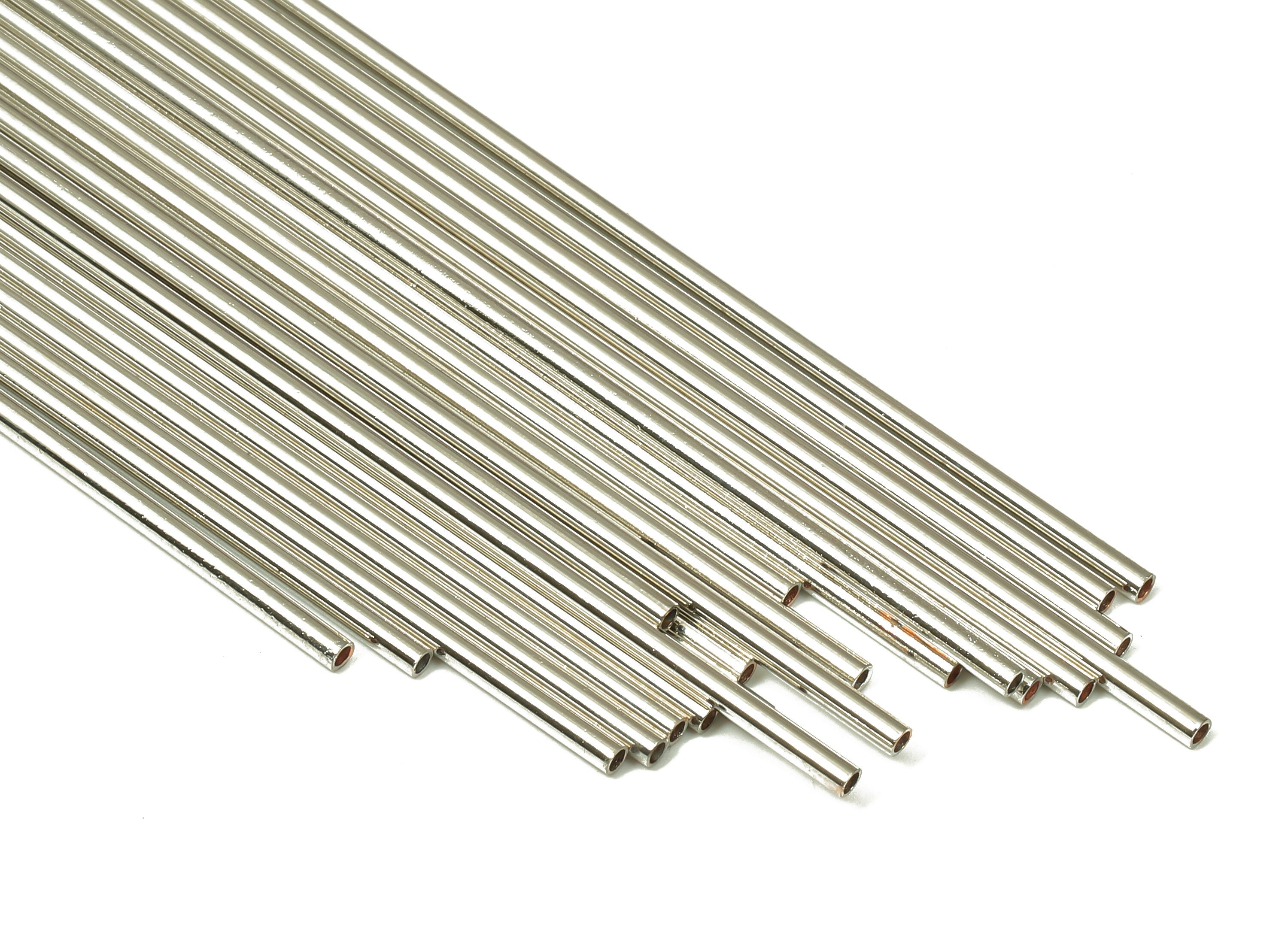 Silver Tone Himmeli Tubes - Brass Round Himmeli DIY Tube Beads - Circle Pipes for Geometric - For Air Plants -1.5x0.2x90mm - PP4567S-90 - DOMEDBAZAAR