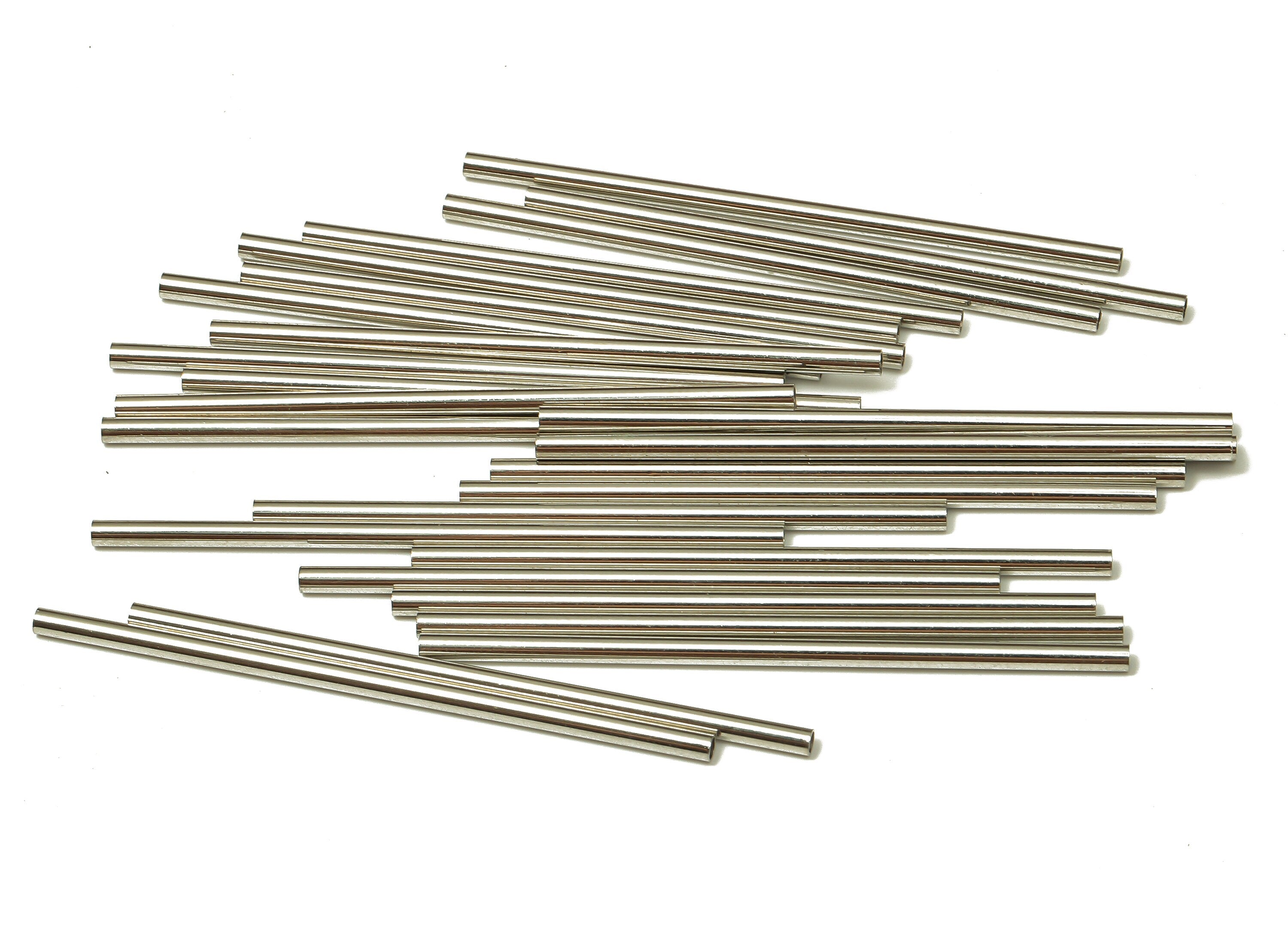 Silver Tone Himmeli Tubes - Brass Round Himmeli DIY Tube Beads - Circle Pipes for Geometric - For Air Plants - 2x0.2x50mm- PP4568S-50 - DOMEDBAZAAR