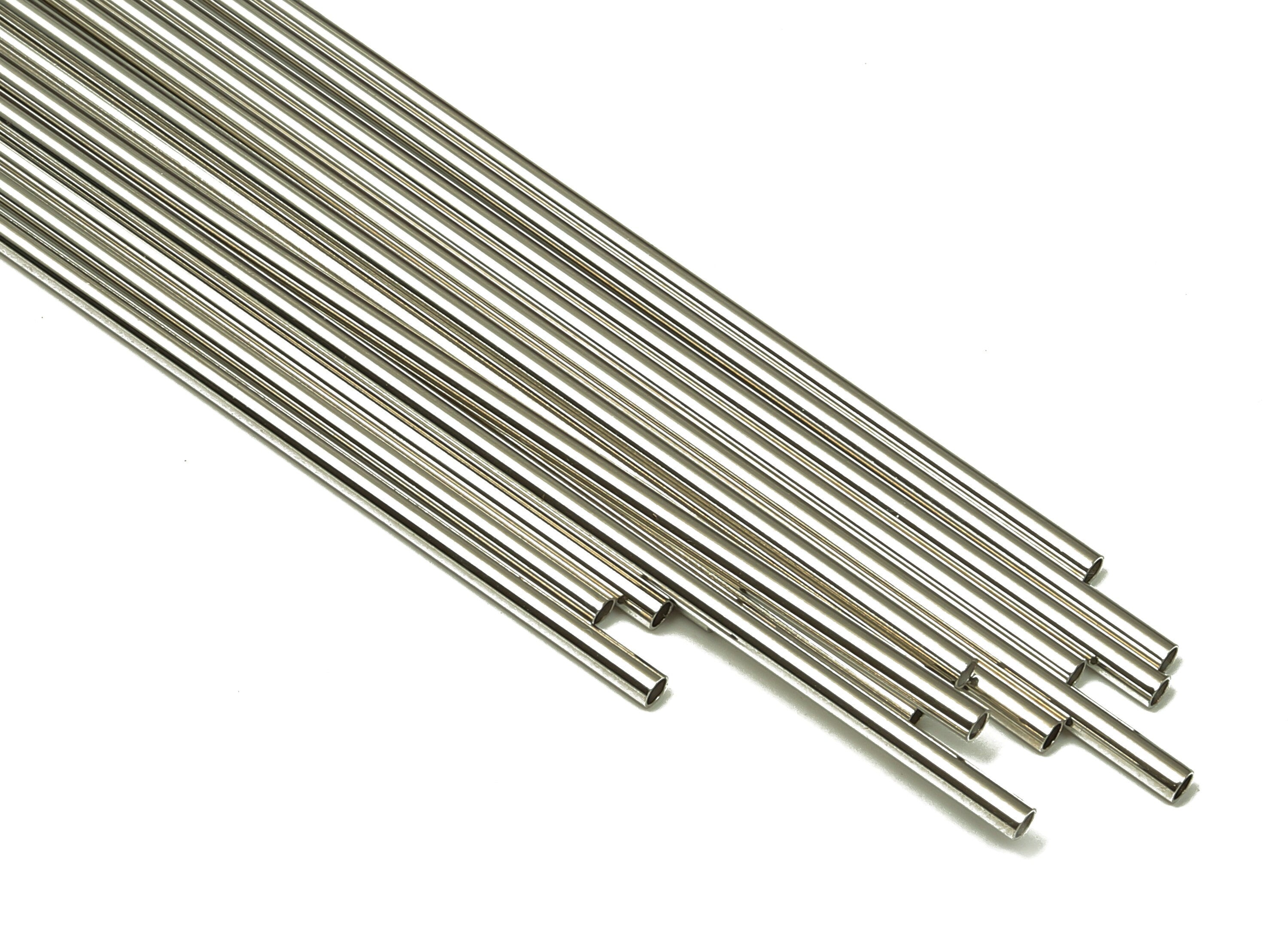 Silver Tone Himmeli Tubes - Brass Round Himmeli DIY Tube Beads - Circle Pipes for Geometric - For Air Plants - 2x0.2x160mm- PP4568S-160 - DOMEDBAZAAR