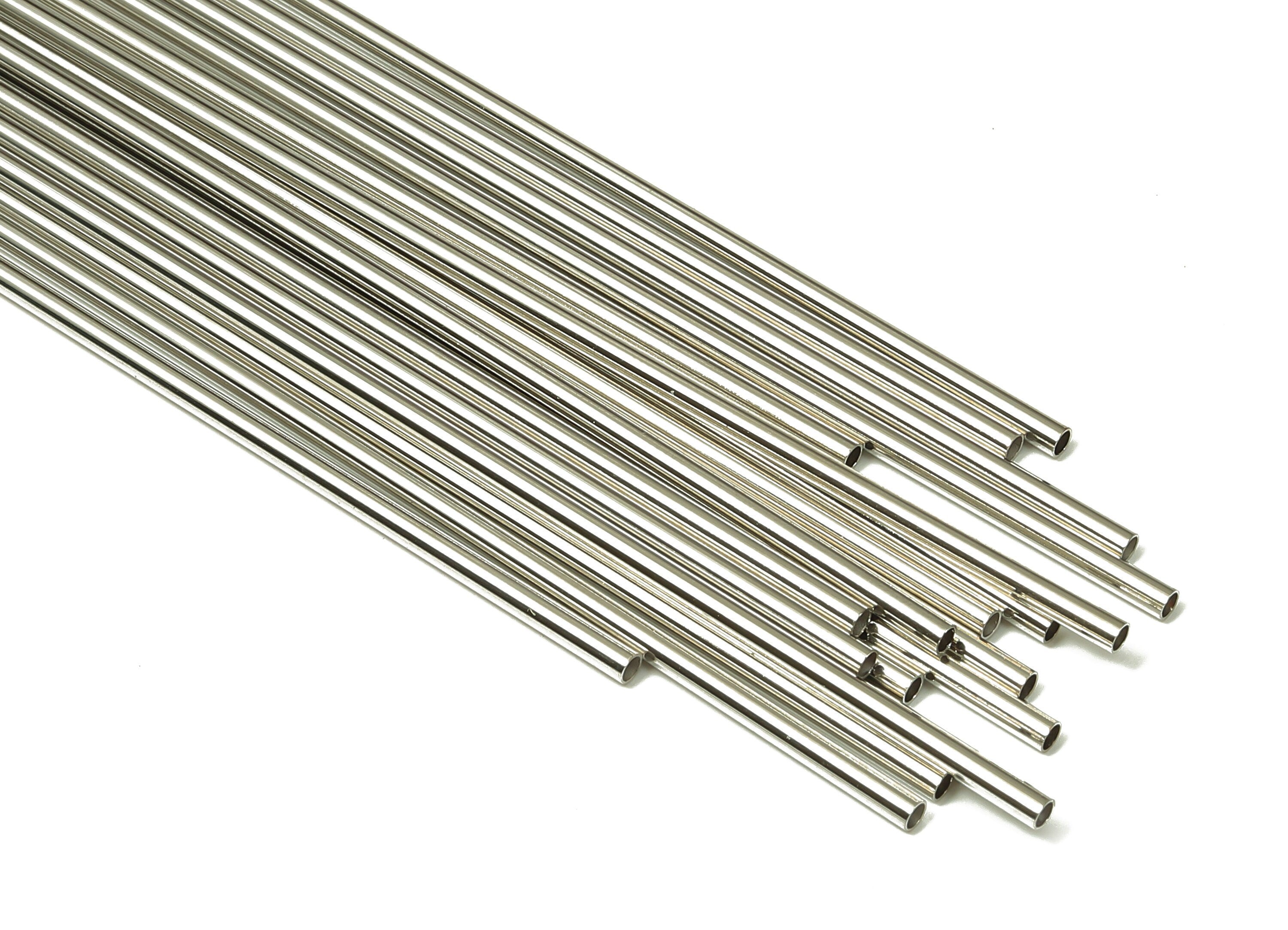 Silver Tone Himmeli Tubes - Brass Round Himmeli DIY Tube Beads - Circle Pipes for Geometric - For Air Plants - 2x0.2x170mm- PP4568S-170 - DOMEDBAZAAR