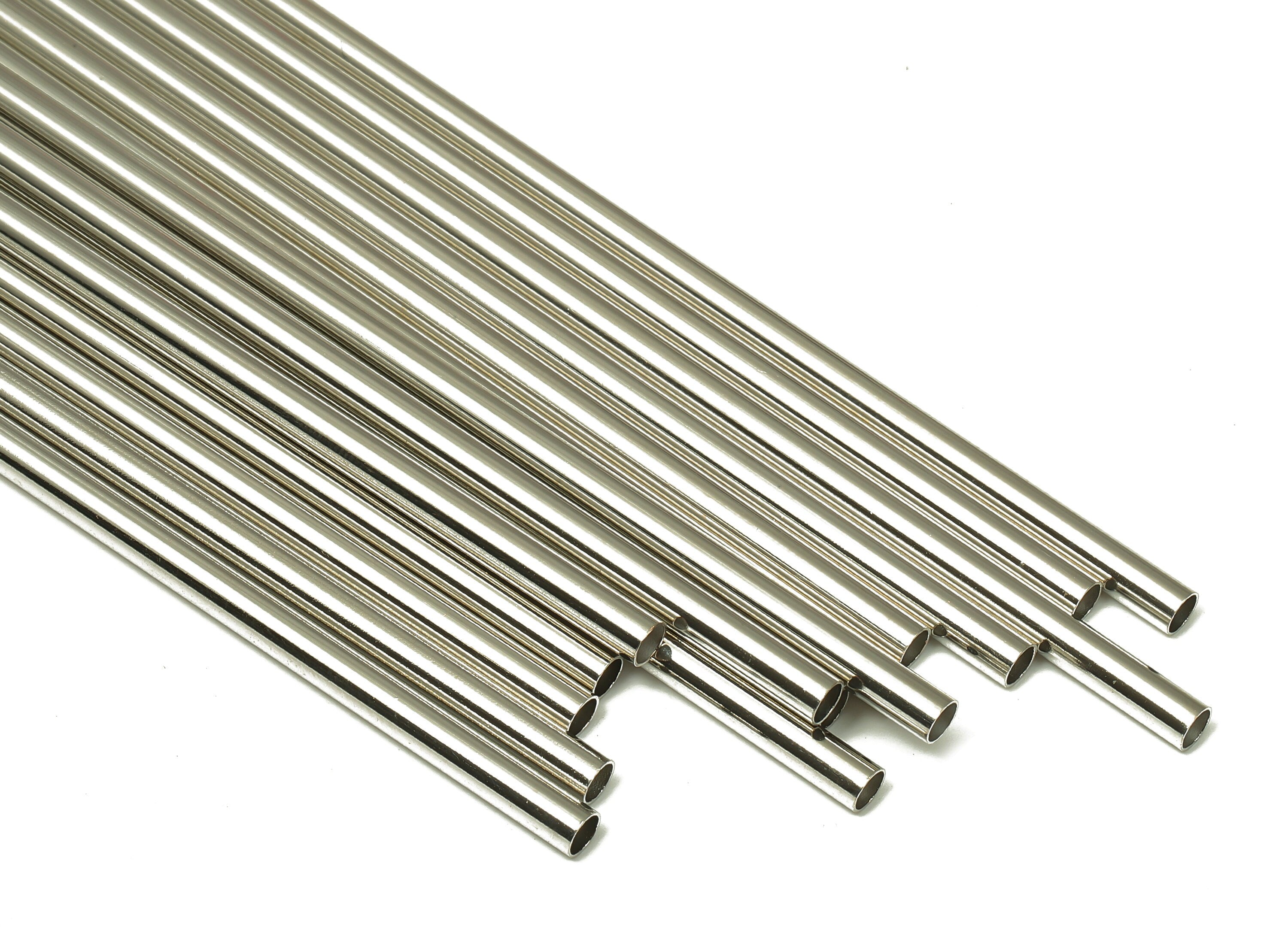 Silver Tone Himmeli Tubes - Brass Round Himmeli DIY Tube Beads - Circle Pipes for Geometric - For Air Plants -3x0.2x100mm- PP4570S-100 - DOMEDBAZAAR