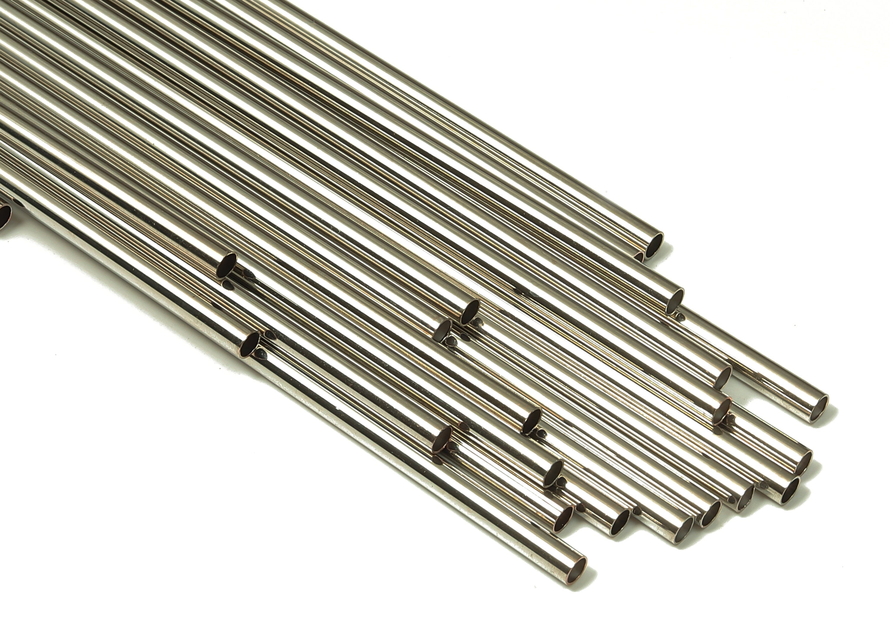 Silver Tone Himmeli Tubes - Brass Round Himmeli DIY Tube Beads - Circle Pipes for Geometric - For Air Plants -3x0.2x250mm- PP4570S-250 - DOMEDBAZAAR
