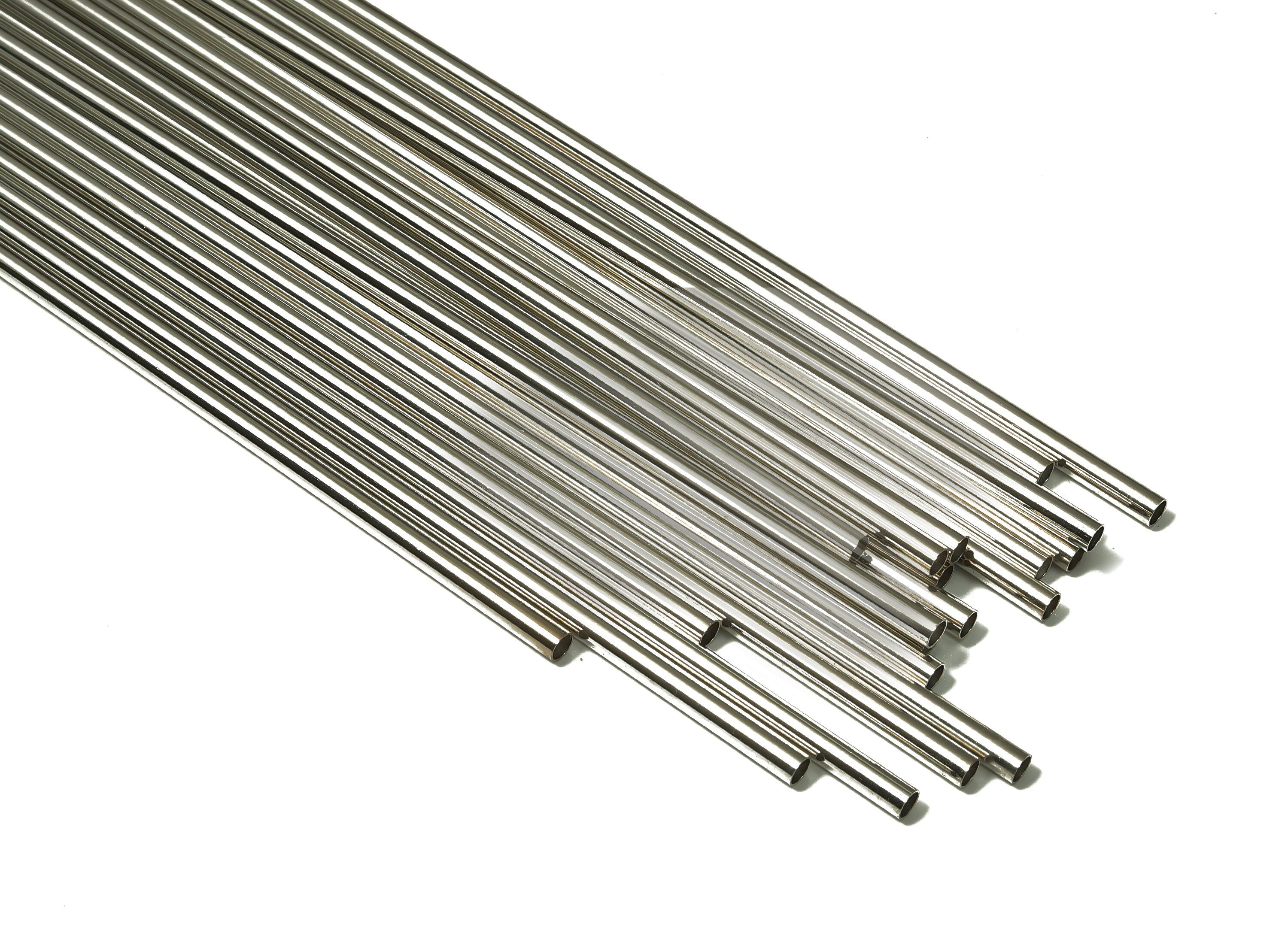 Silver Tone Himmeli Tubes - Brass Round Himmeli DIY Tube Beads - Circle Pipes for Geometric - For Air Plants -3x0.2x275mm- PP4570S-275 - DOMEDBAZAAR
