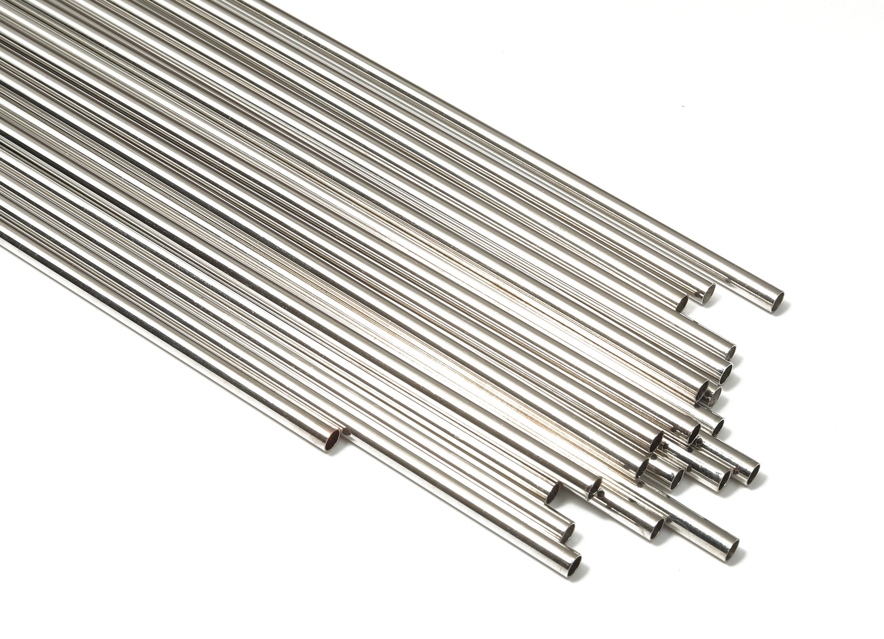 Silver Tone Himmeli Tubes - Brass Round Himmeli DIY Tube Beads - Circle Pipes for Geometric - For Air Plants -3x0.2x300mm- PP4570S-300 - DOMEDBAZAAR