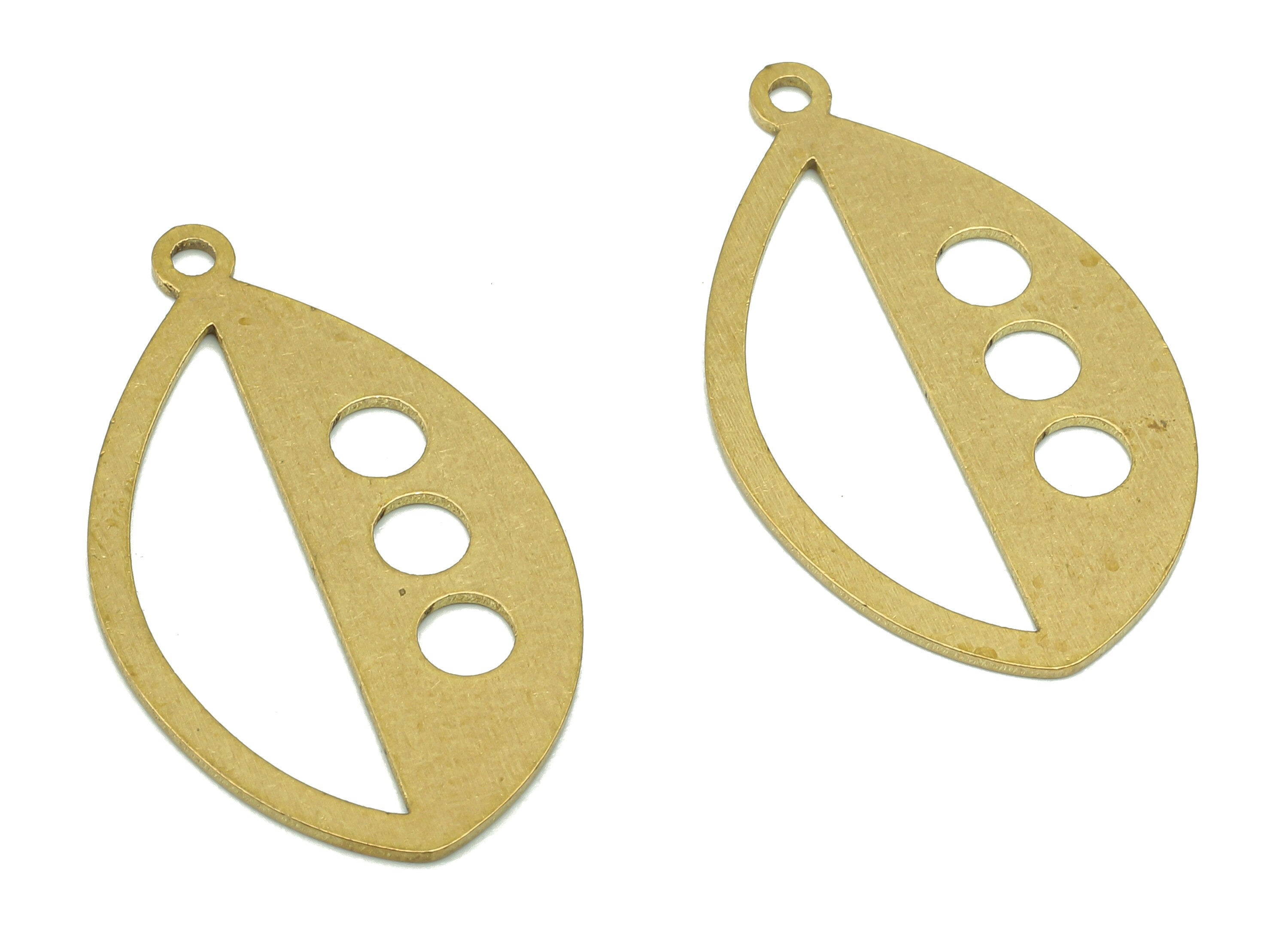 Brass Marquise Earring Charm - Raw Brass Cutout Earring - Pendant With Loop - Charm For Necklace - 27.92x16.52x0.71mm - PPA5324 - DOMEDBAZAAR