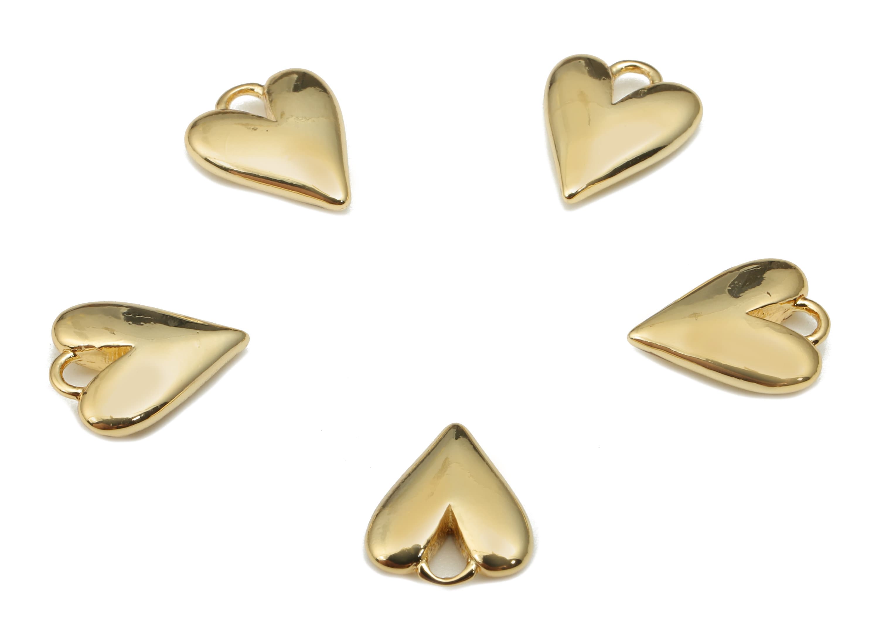 Brass Mini Heart Earring Charm - Brass Heart Pendant - For Necklace - For Bracelet - 18K Real Gold Plating - 10.38x8.52x2.55mm - RGP5240 - DOMEDBAZAAR