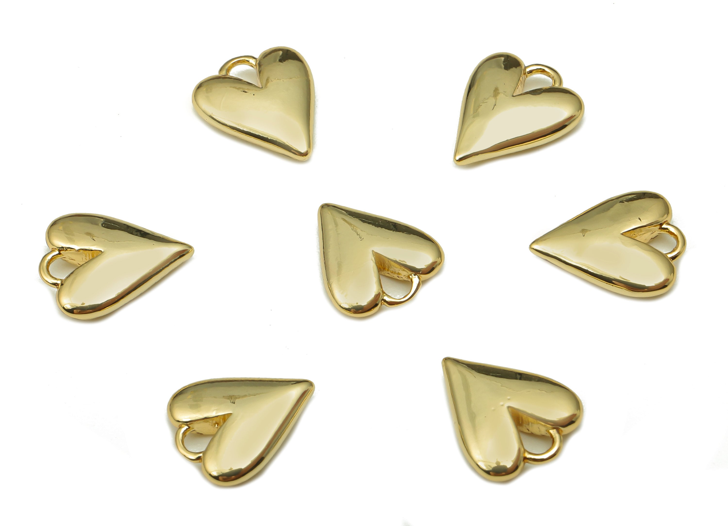 Brass Mini Heart Earring Charm - Brass Heart Pendant - For Necklace - For Bracelet - 18K Real Gold Plating - 10.38x8.52x2.55mm - RGP5240 - DOMEDBAZAAR