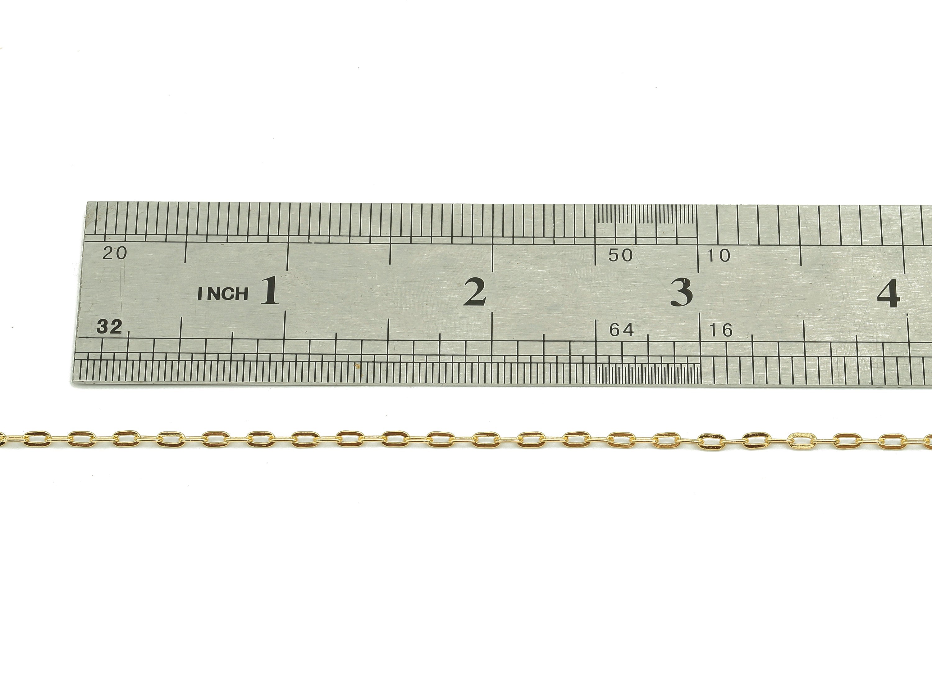 Brass Oval Rectangle Chain - Paper Clip Layering Charm - Soldered Flat Cable Chain - 18K Real Gold Plating - 2x4mm - RGP5241 - DOMEDBAZAAR