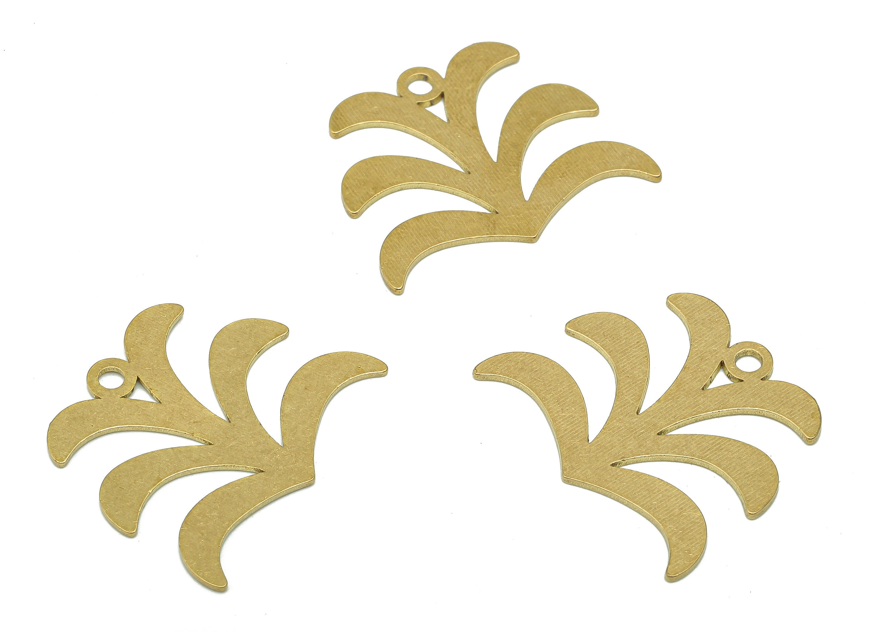 Brass Flower Earring Charms - Raw Brass Cutout Earring - Flower Pendant With Loop - Shrub Charm For Necklace - 24.9x20.29x0.64mm - PPA5035 - DOMEDBAZAAR