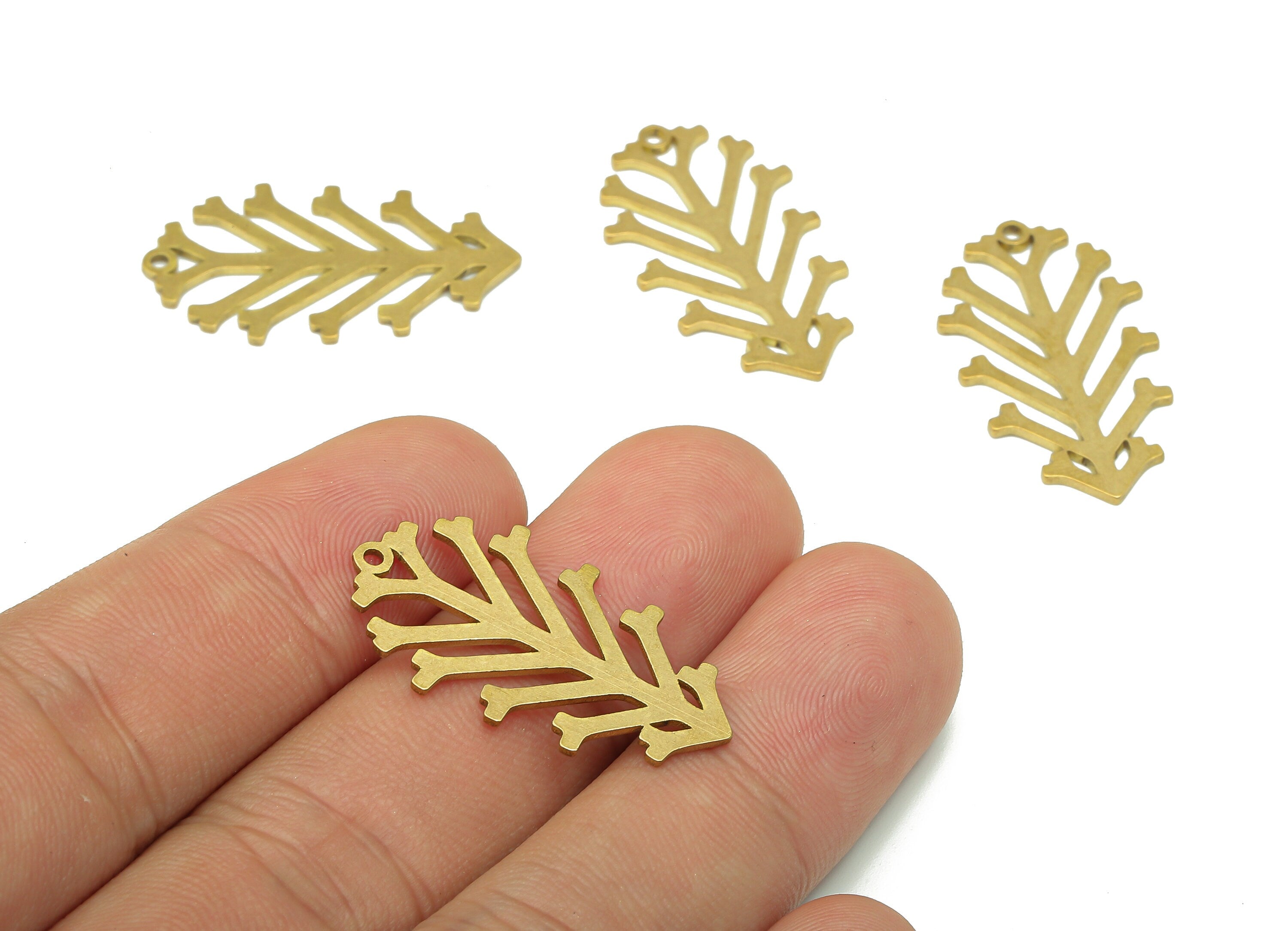 Brass Botanical Earring Charms - Raw Brass Branch Cutout Earring - Branches Pendant With Loop - Arrow For Necklace -29.7x16.6x0.9mm -PPA5094 - DOMEDBAZAAR
