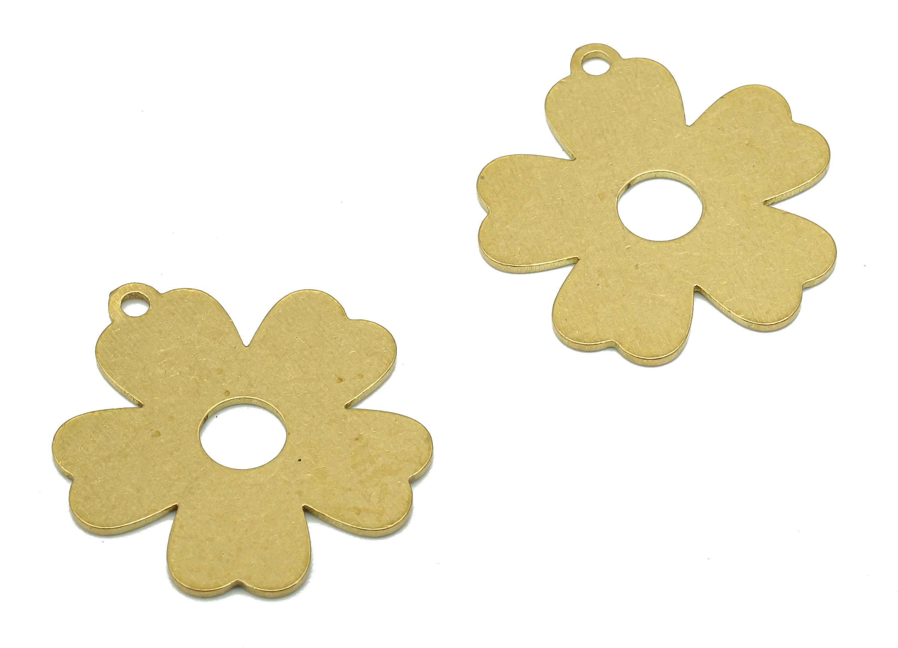 Brass Flower Earring Charms - Raw Brass Cutout Earring - Flower Pendant With Loop - Botanical Charm For Necklace - 19.7x18.2x0.7mm - PPA5168 - DOMEDBAZAAR