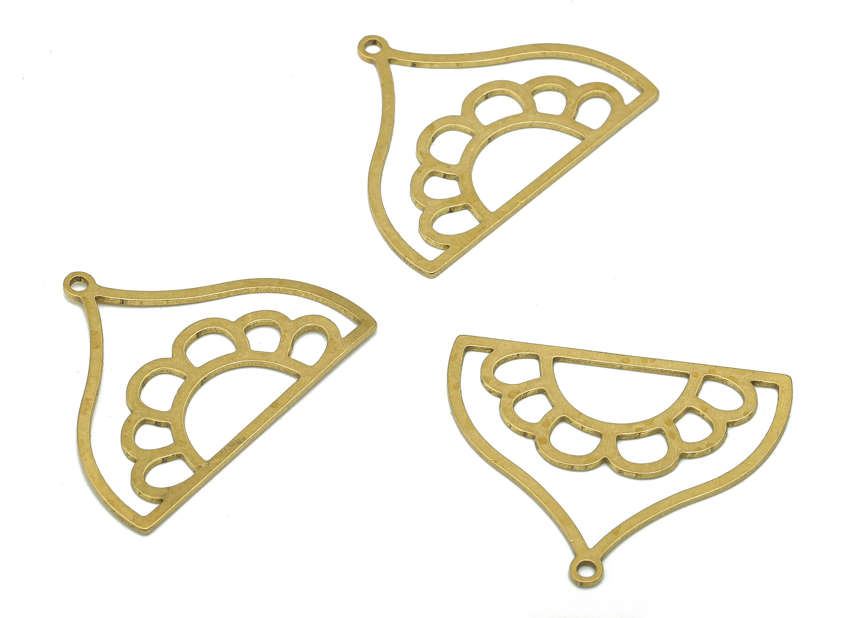 Brass Domed Earring Charms - Raw Brass Domed Earring - Sun Pendant With Loop - Charm For Necklace - 29.88x24.03x0.63mm - PPA5313 - DOMEDBAZAAR