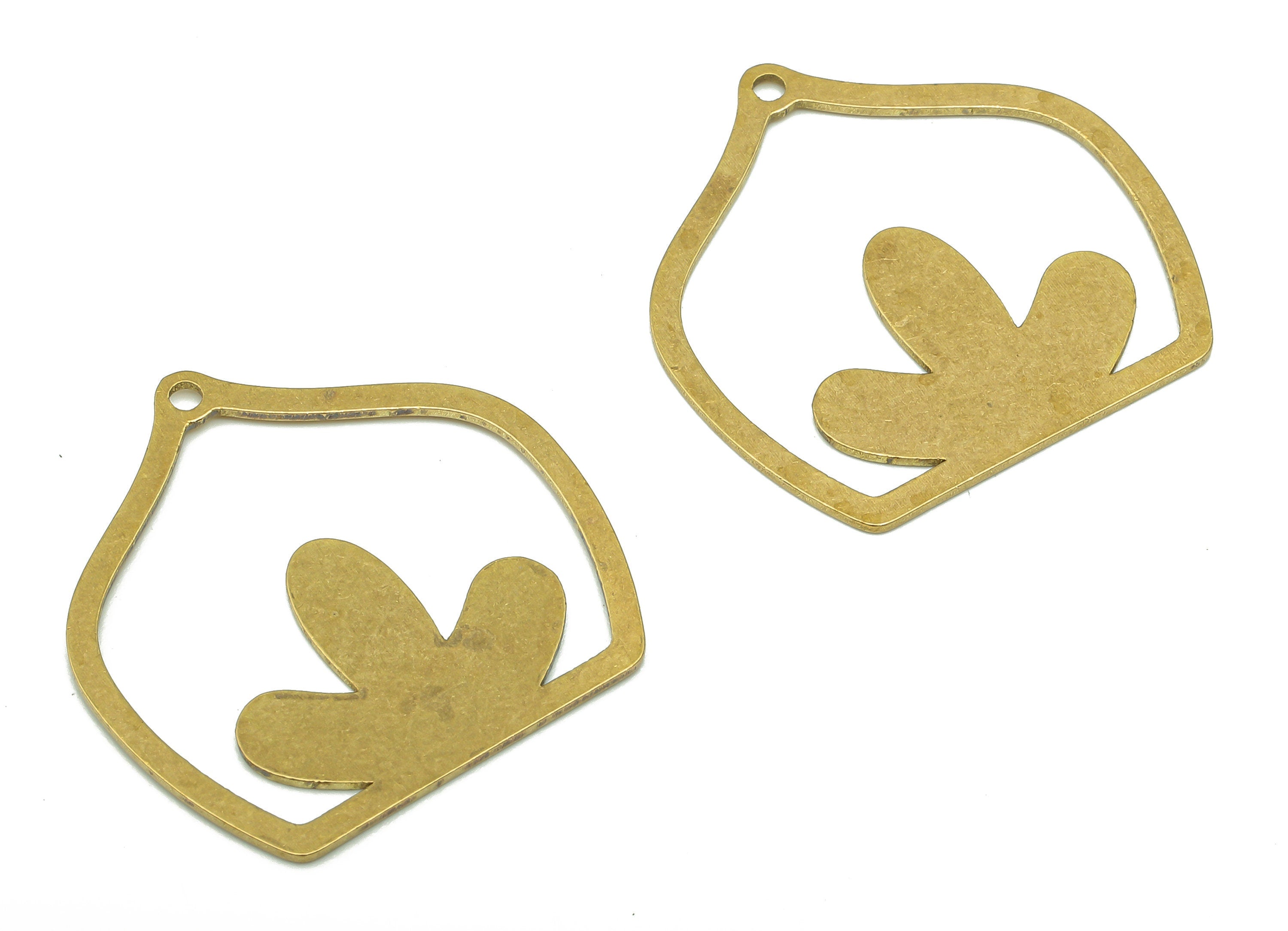 Brass Domed Earring Charms - Raw Brass Domed Earring - Flower Pendant - Charm For Necklace - 24.8x24.77x0.68mm - PPA5314 - DOMEDBAZAAR