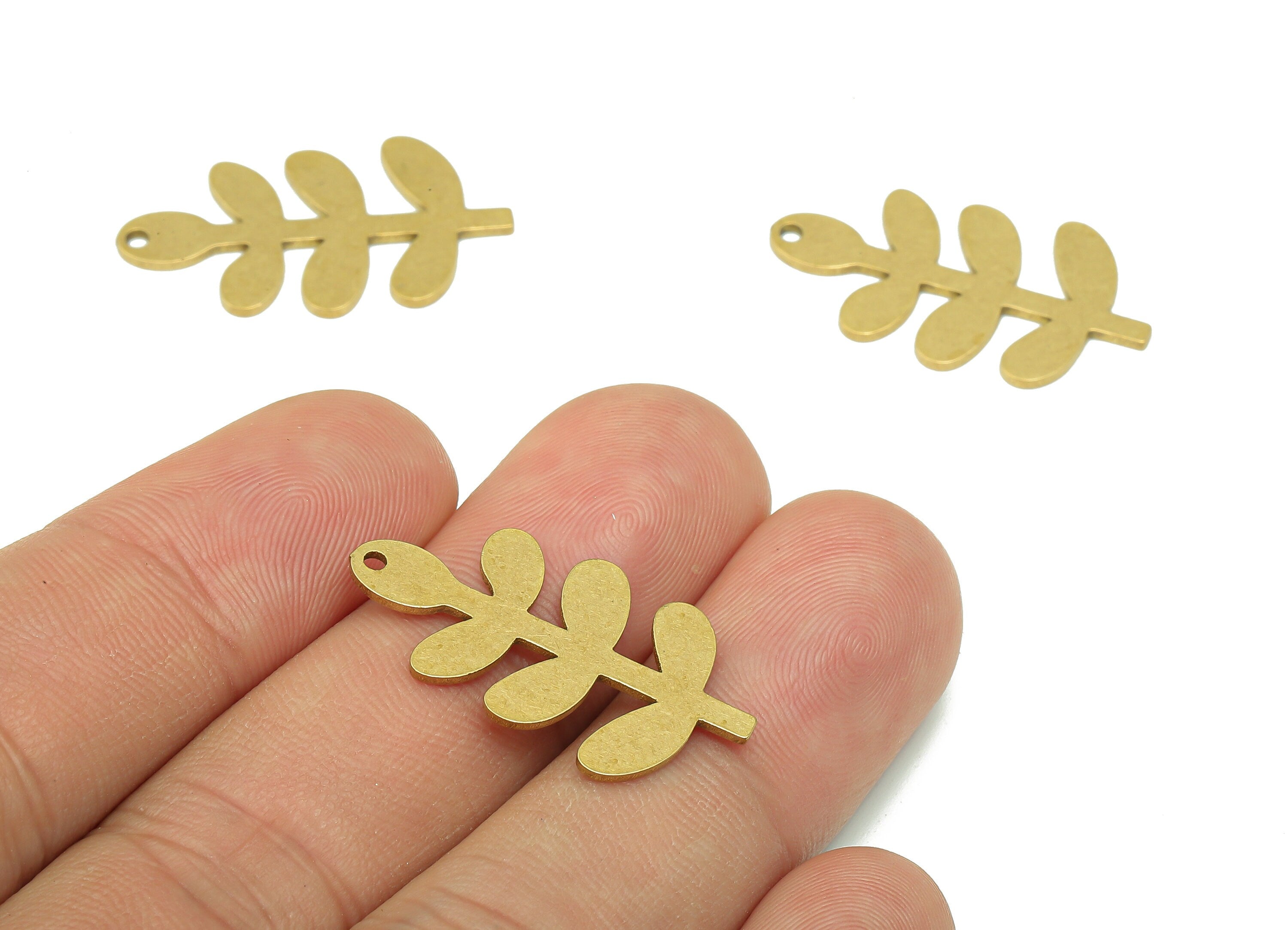 Brass Flower Earring Charms - Raw Brass Cutout Earring - Flower Pendant - Branch Charm For Necklace - 27.98x15.32x0.84mm - PPA5347 - DOMEDBAZAAR