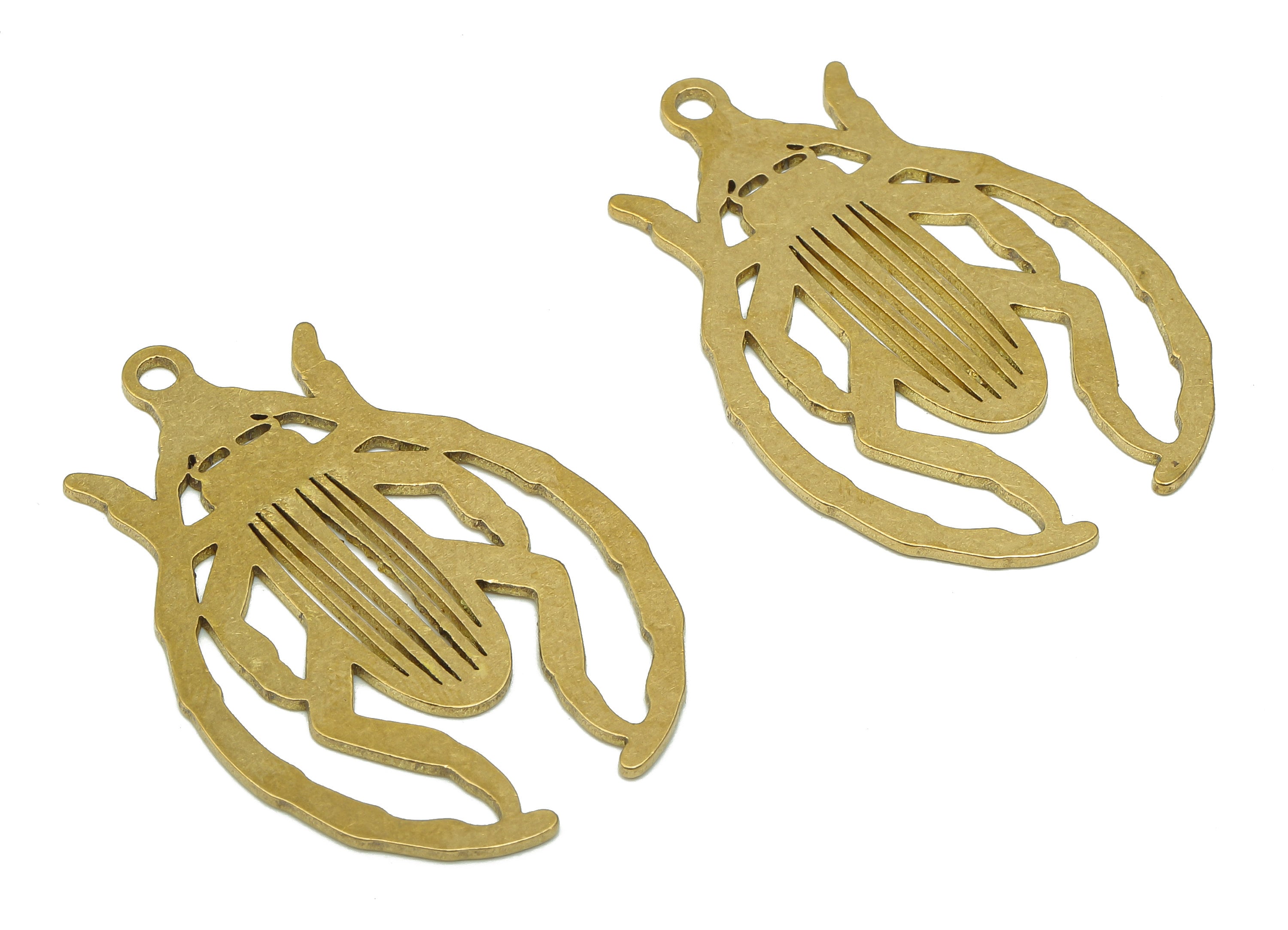 Brass Insect Earring Charm - Raw Brass Cutout Earring - Cockroach Pendant With Loop - Insect Charm For Necklace - 37.95x25.7x1mm - PPA5587 - DOMEDBAZAAR
