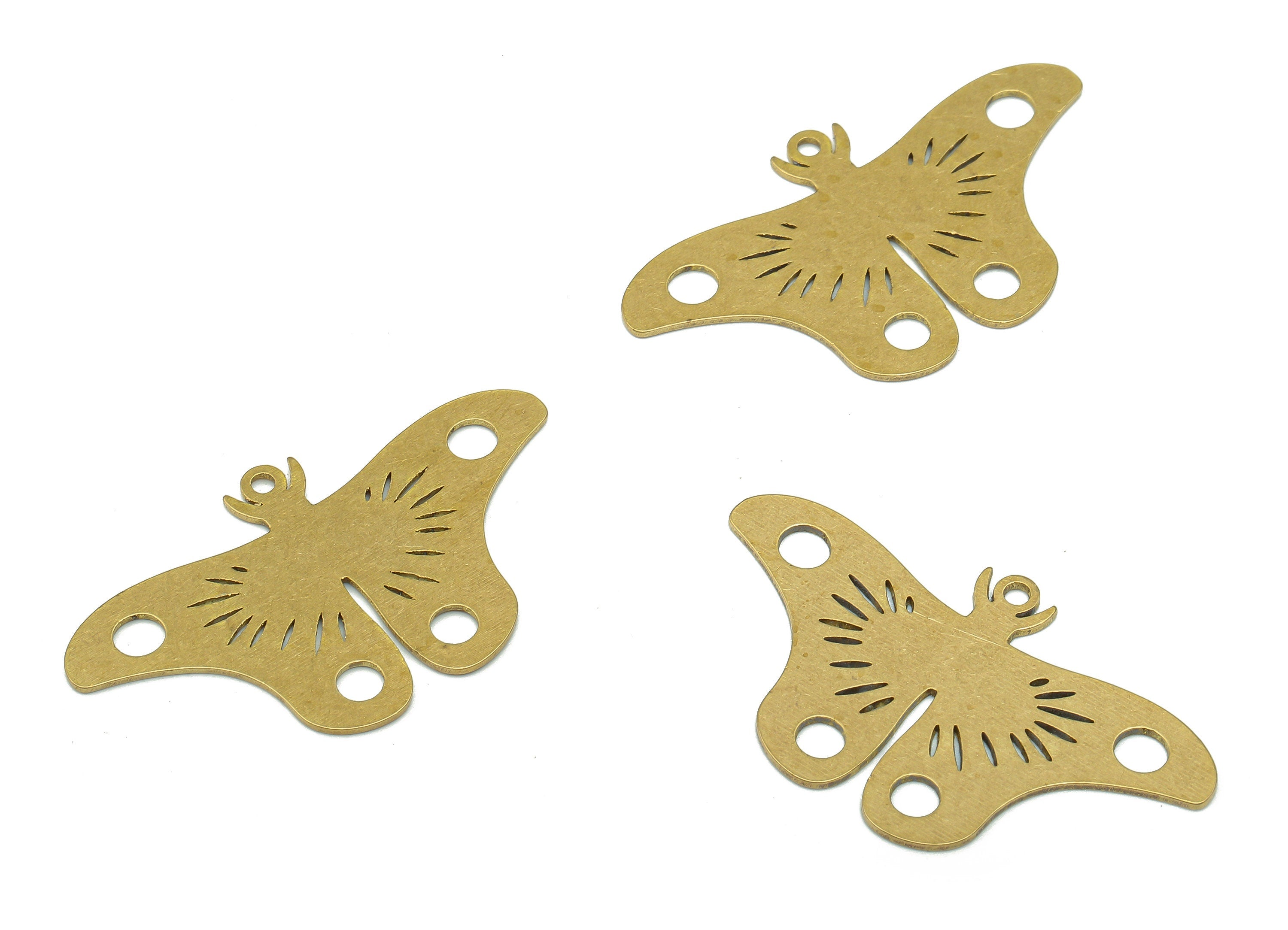 Brass Moth Earring Charms - Raw Brass Butterfly Earring - Butterfly Pendant With Loop - Charm For Necklace - 35.76x20.45x0.68mm - PPA5424 - DOMEDBAZAAR
