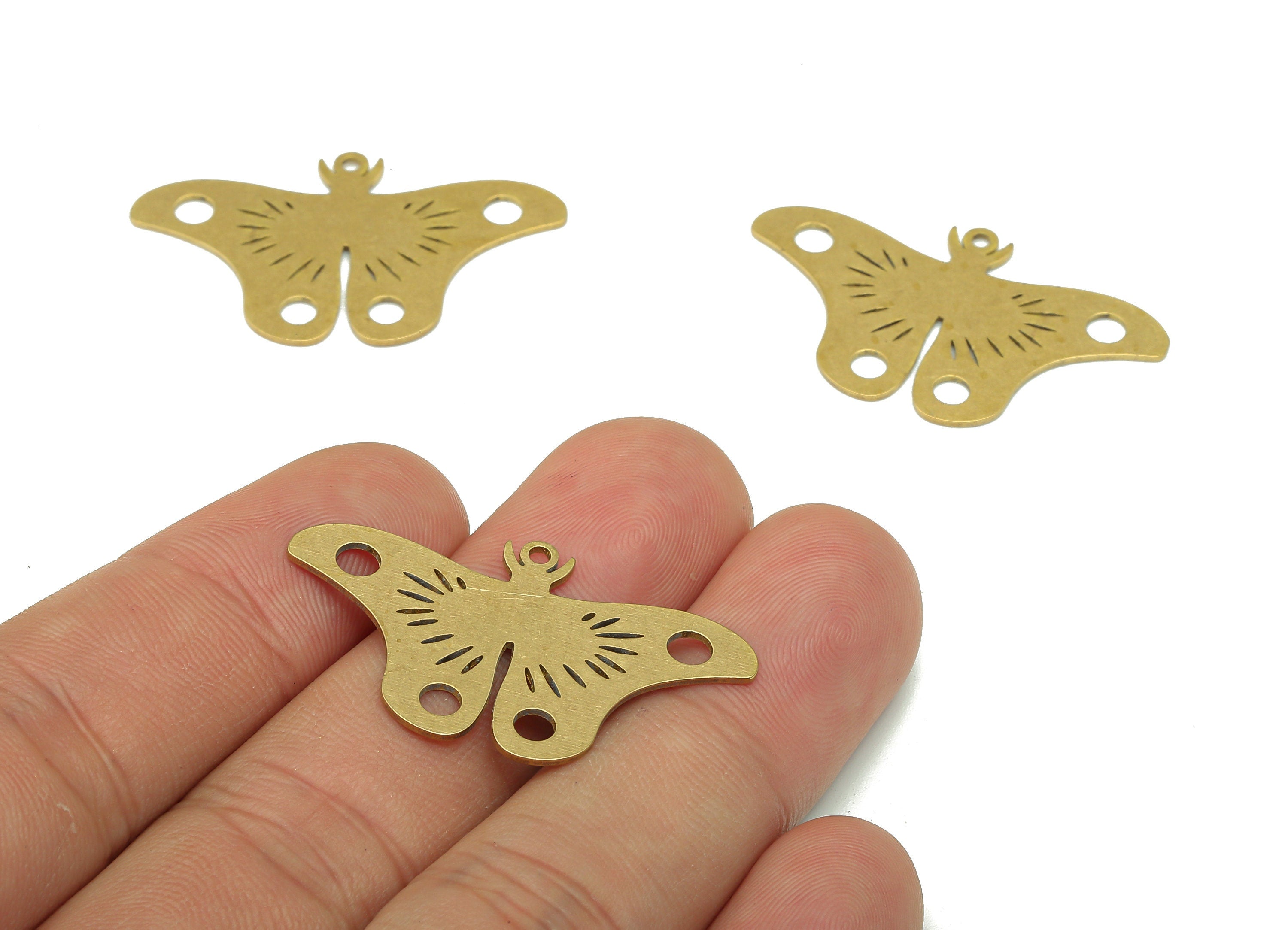 Brass Moth Earring Charms - Raw Brass Butterfly Earring - Butterfly Pendant With Loop - Charm For Necklace - 35.76x20.45x0.68mm - PPA5424 - DOMEDBAZAAR