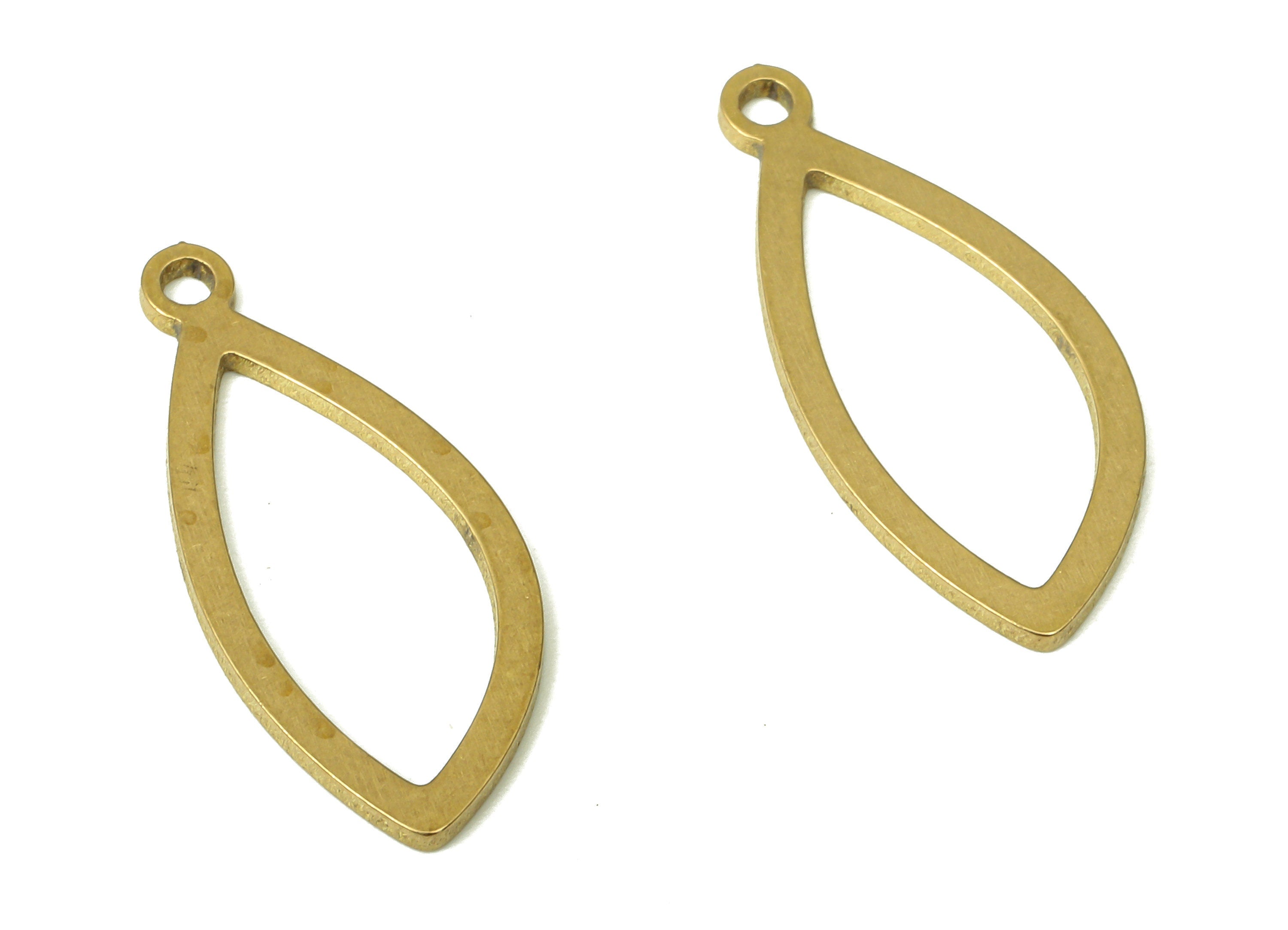 Brass Drop Earring Charms - Raw Brass Drop Pendant With Loop - Earring Findings - Jewelry Making Supplies - 21.75x9.8x0.9mm - PPA5321 - DOMEDBAZAAR
