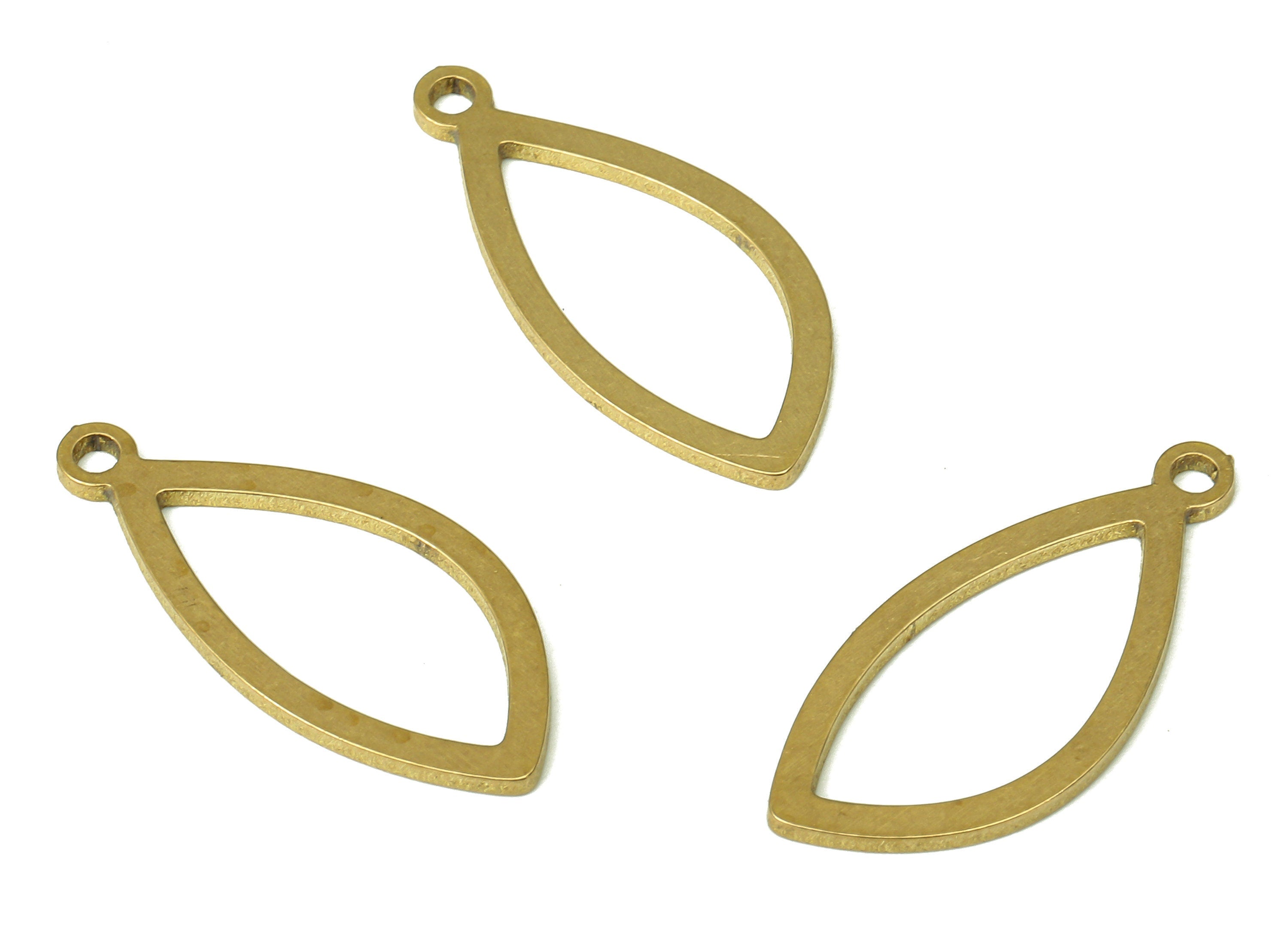 Brass Drop Earring Charms - Raw Brass Drop Pendant With Loop - Earring Findings - Jewelry Making Supplies - 21.75x9.8x0.9mm - PPA5321 - DOMEDBAZAAR