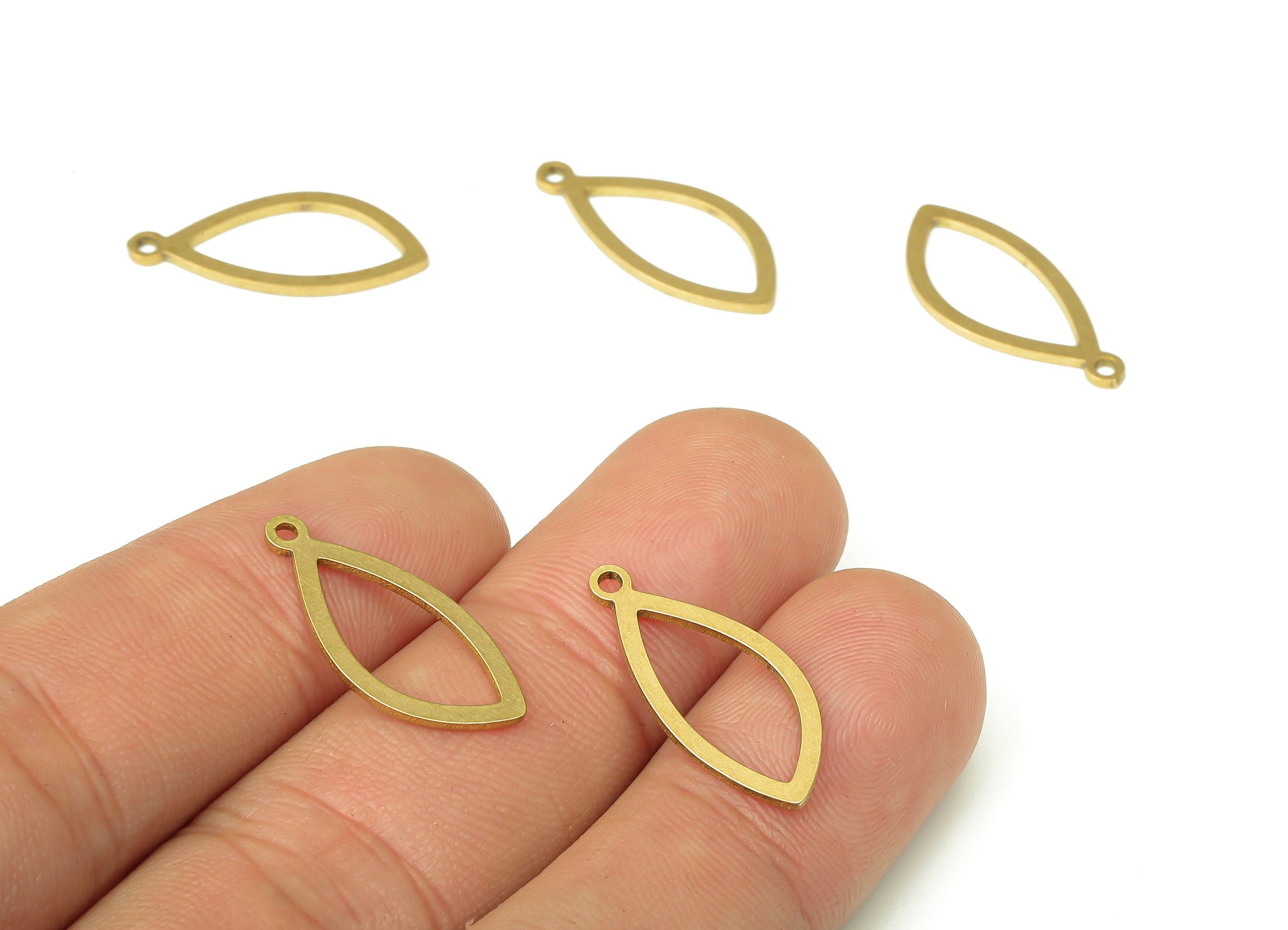 Brass Drop Earring Charms - Raw Brass Drop Pendant With Loop - Earring Findings - Jewelry Making Supplies - 21.75x9.8x0.9mm - PPA5321 - DOMEDBAZAAR
