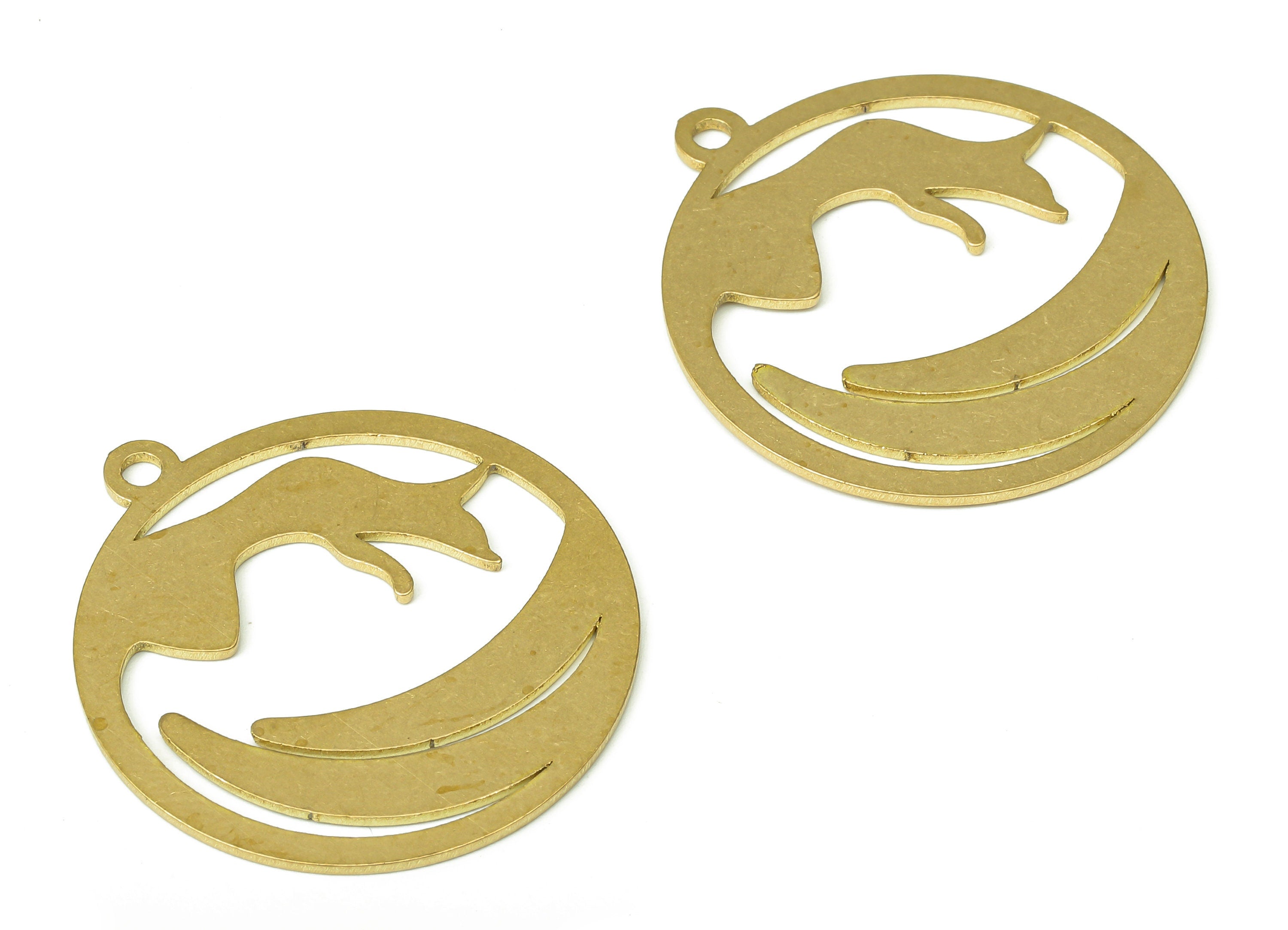 Brass Round Wavy Earring Charms - Raw Brass Circle Wave Cutout Pendant With Loop - Hand Hoop Earring - 31.87x28.72x0.84mm - PPA4510 - DOMEDBAZAAR
