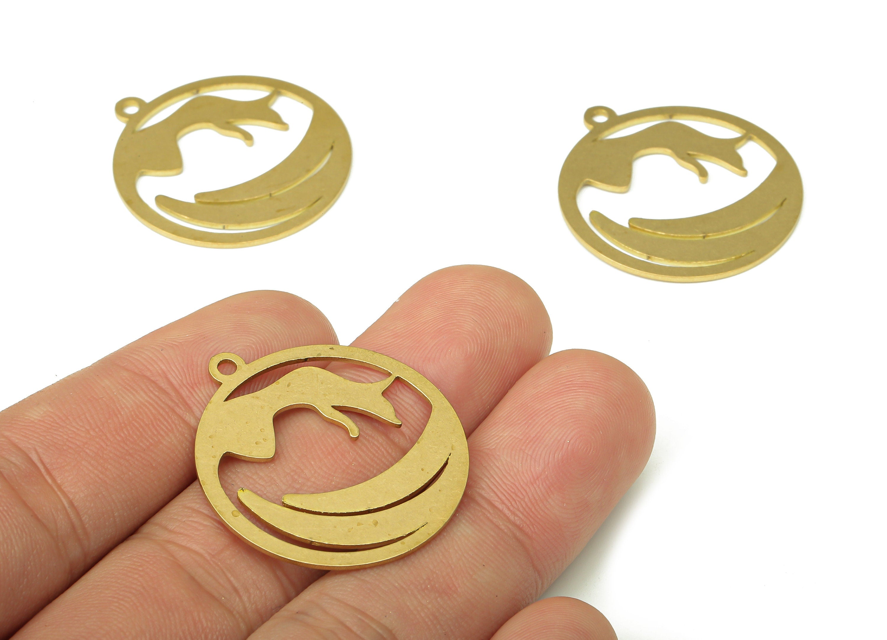 Brass Round Wavy Earring Charms - Raw Brass Circle Wave Cutout Pendant With Loop - Hand Hoop Earring - 31.87x28.72x0.84mm - PPA4510 - DOMEDBAZAAR