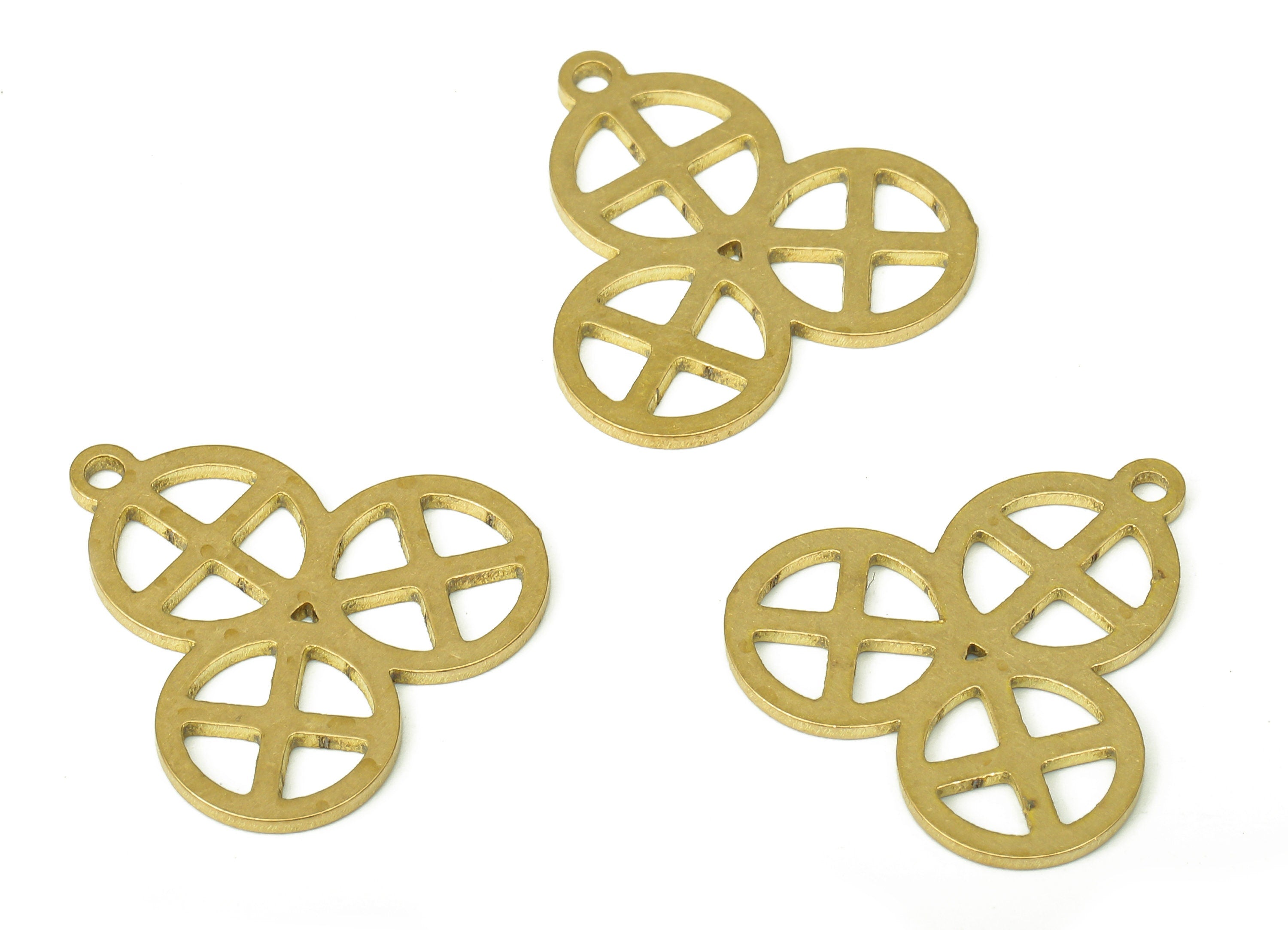 Brass Cross Round Earring Charms - Raw Brass Circle Cutout Pendant With Loop - Earrings Finding - 19.75x19.14x0.85mm - PPA4617 - DOMEDBAZAAR