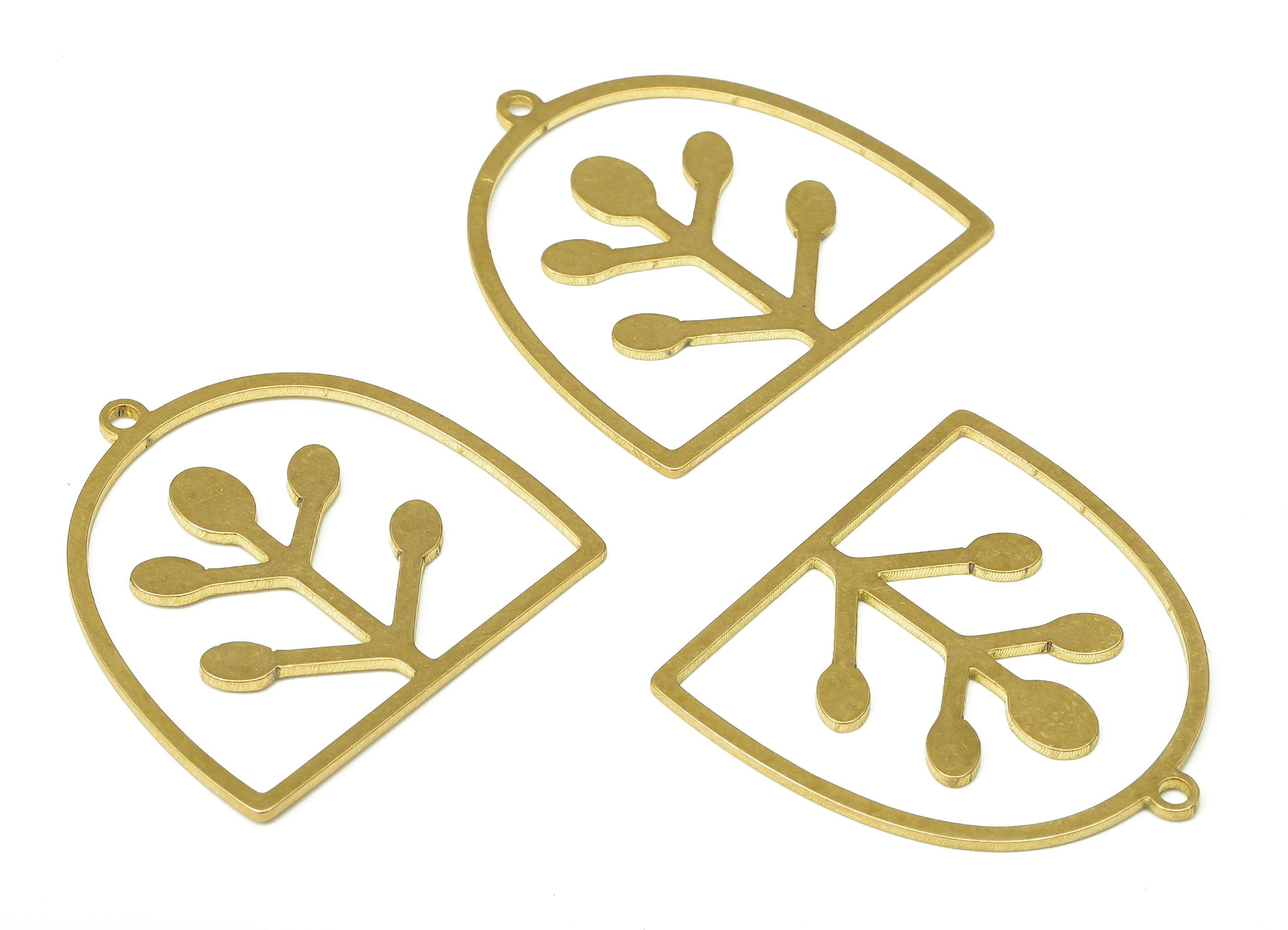 Brass Domed Earring Charms - Raw Brass Half Ellipse Cutout Pendant With Loop - For Necklace - Domed Earring - 29.15x29.05x0.87mm - PPA5279 - DOMEDBAZAAR