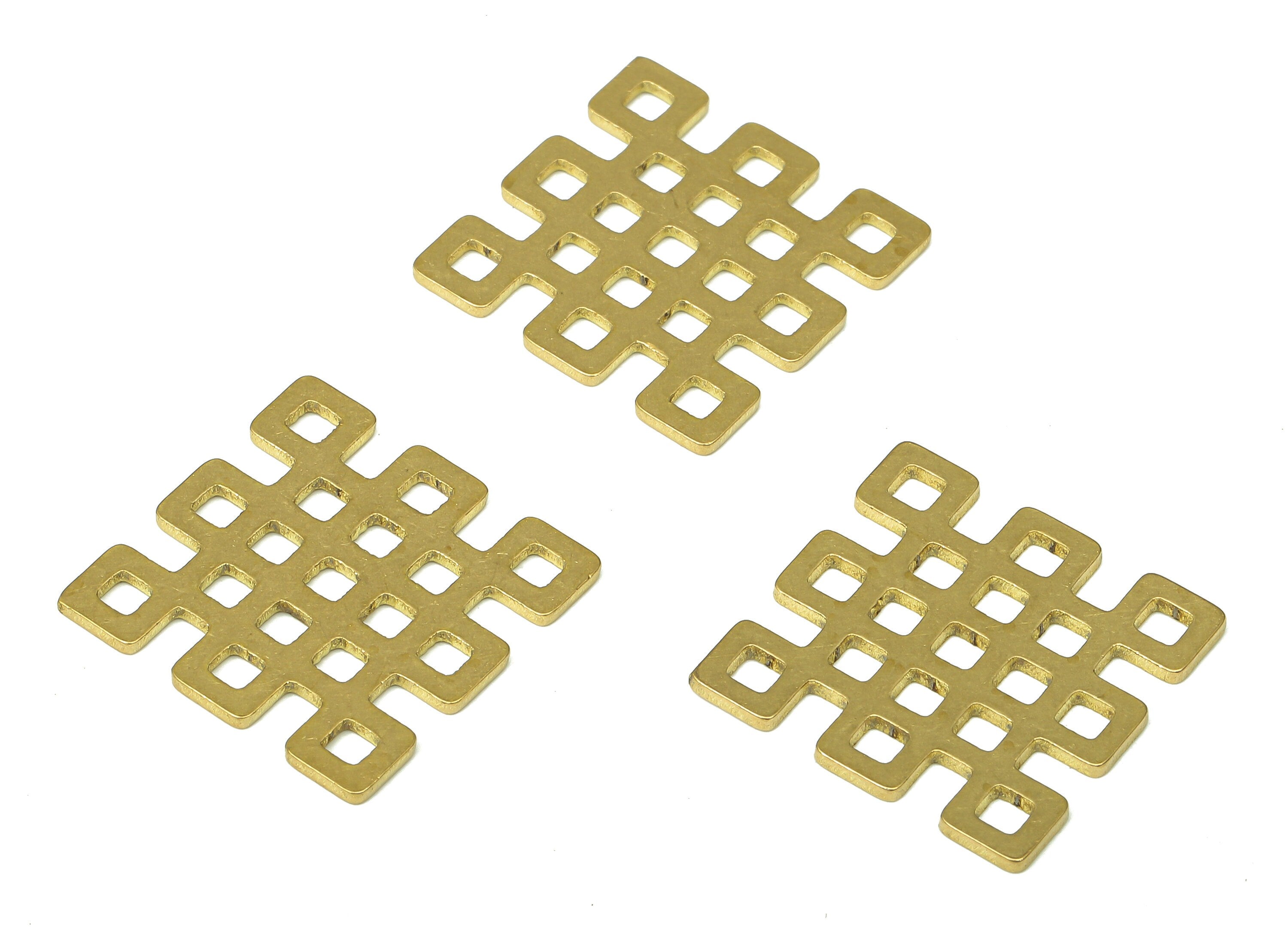 Brass Square Earring Charm - Raw Brass Square Cutout Pendant - Anatolian Earring Connector -  Earring Finding - 24.87x24.87x0.84mm - PPA4639 - DOMEDBAZAAR