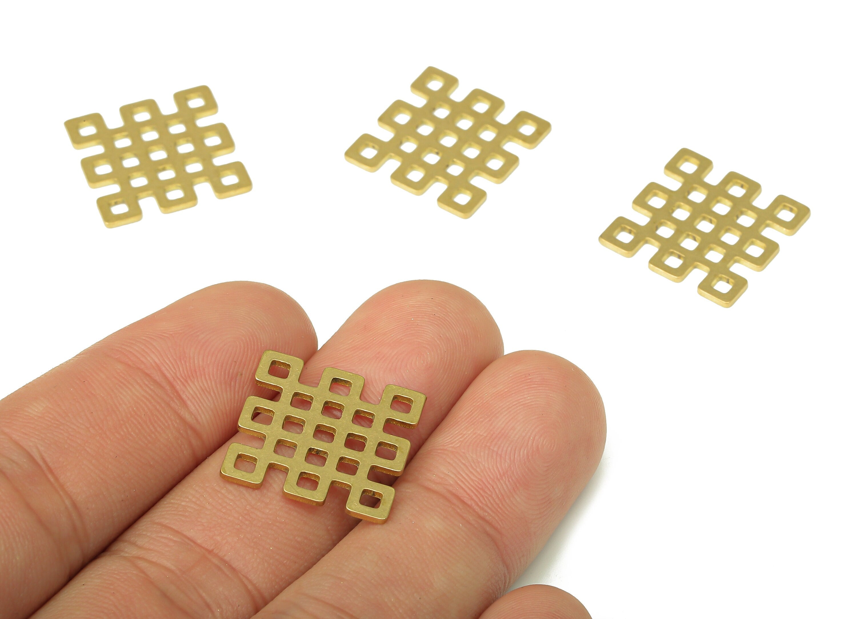 Brass Square Earring Charm - Raw Brass Square Cutout Pendant - Anatolian Earring Connector -  Earring Finding - 24.87x24.87x0.84mm - PPA4639 - DOMEDBAZAAR