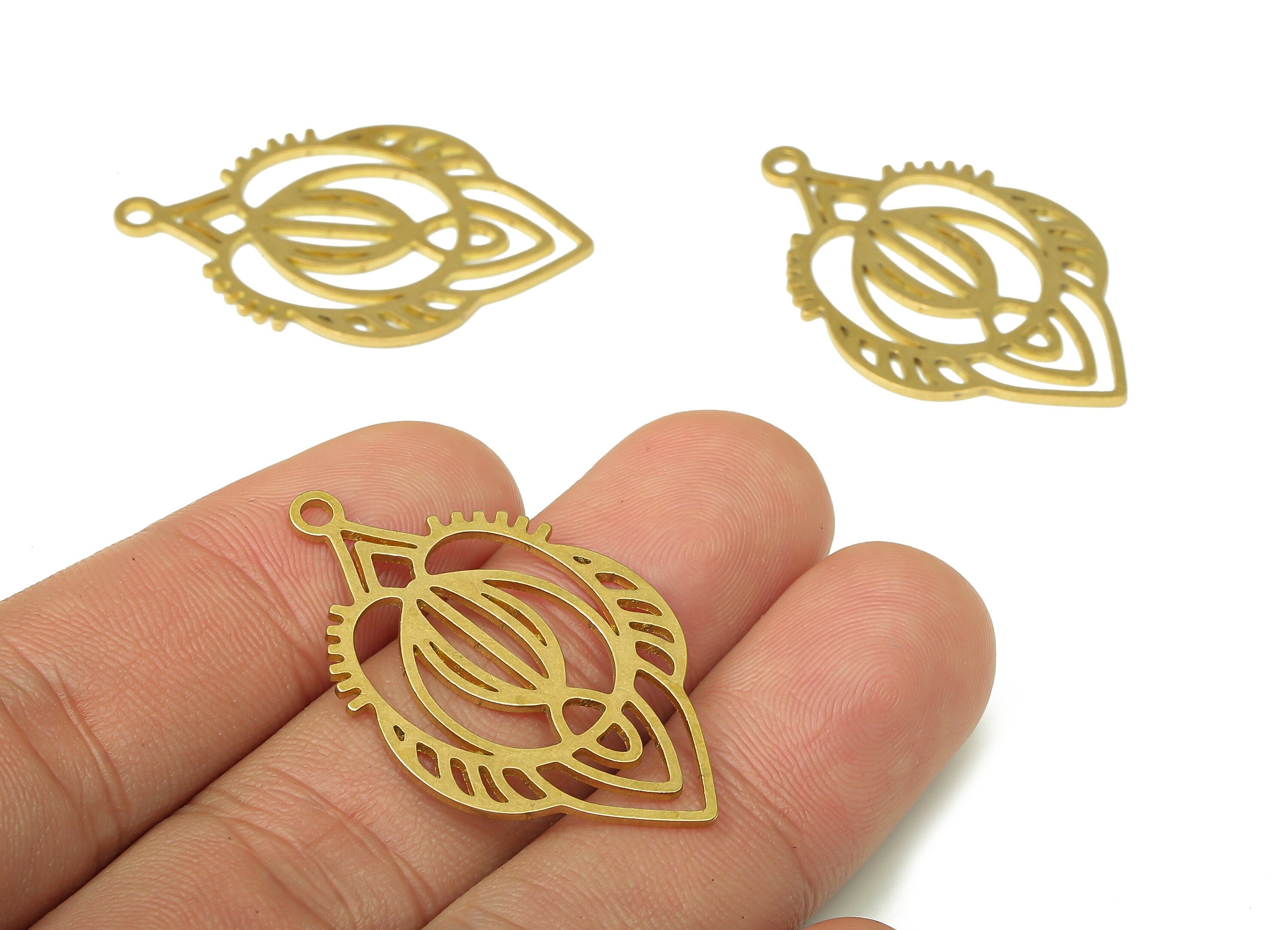 Brass Frog Earring Charms - Raw Brass Frog Cutout Pendant With Loop - Earrings Finding - 37.69x23.82x0.83mm - PPA4924 - DOMEDBAZAAR
