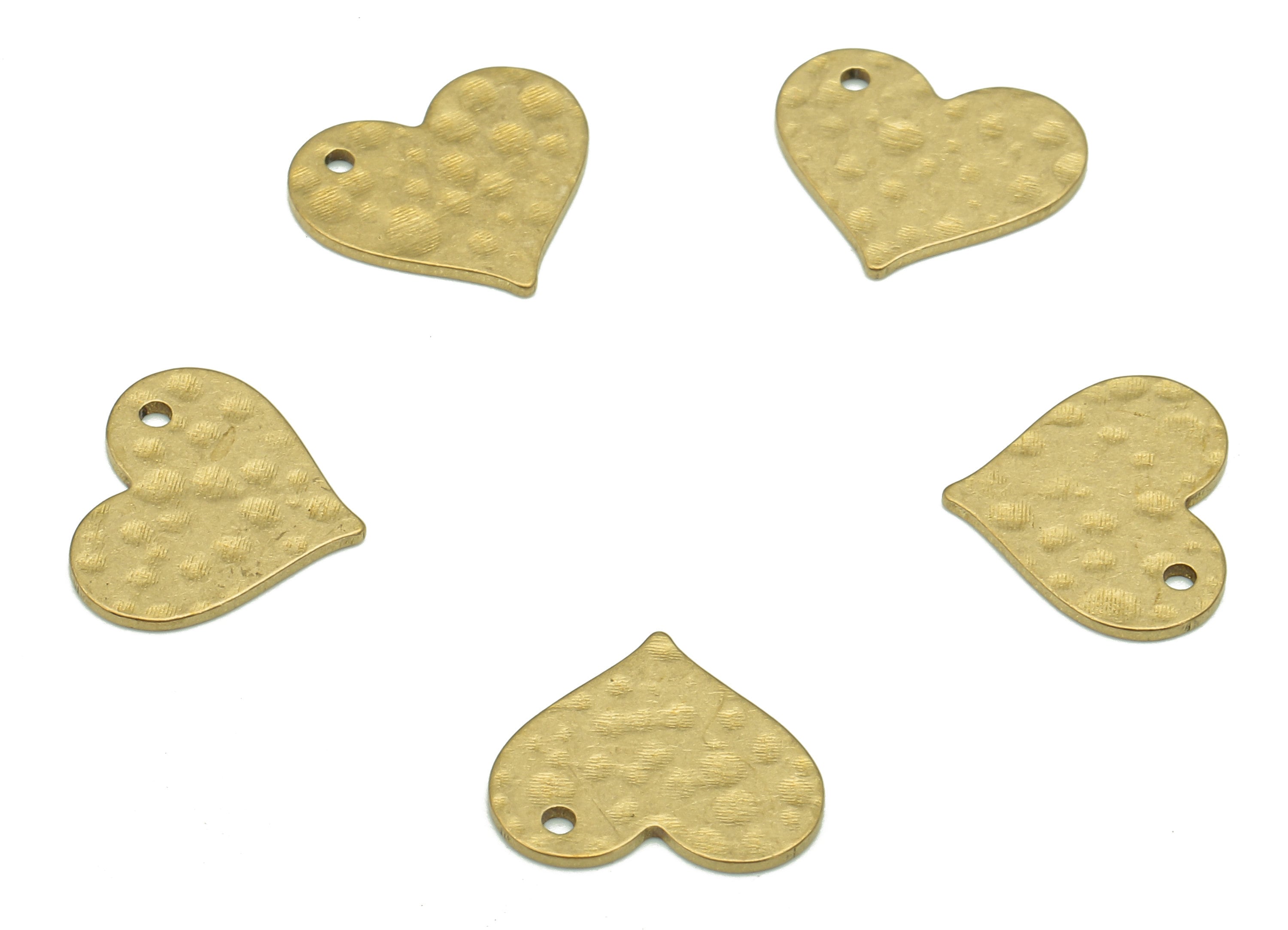 Brass Hammered Heart Charms - Raw Brass Heart Pendant - Earring Findings - Jewelry Making Supplies - 12.6x10.98x0.7mm - PP7960 - DOMEDBAZAAR