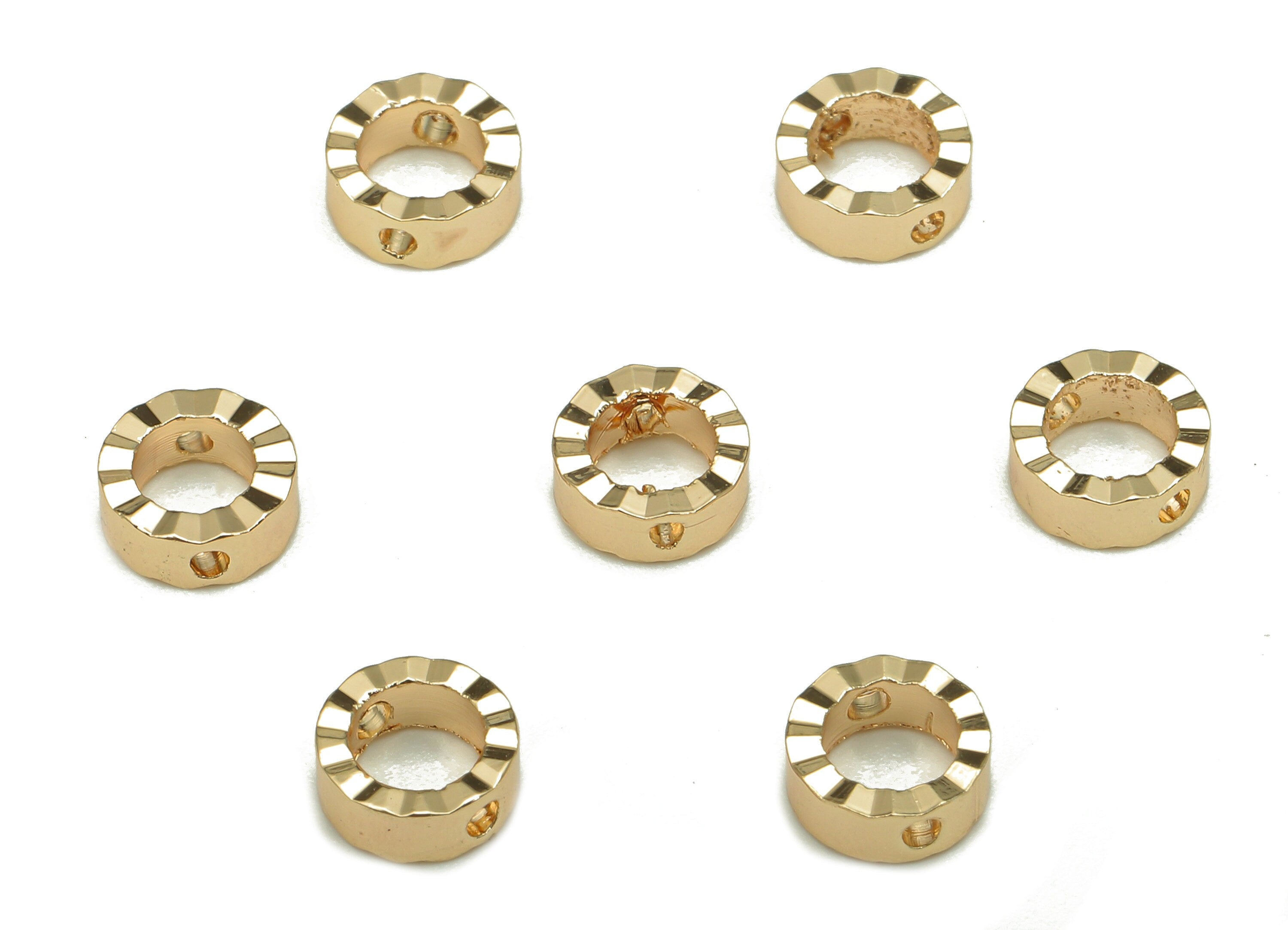 Brass Zig Zag Round Connector - Gold Mini Circle Thick Charm - Wide Mini Round Hoop Earring - 18K Real Gold Plating - 6.1x6.1x2.3mm -RGP5274 - DOMEDBAZAAR
