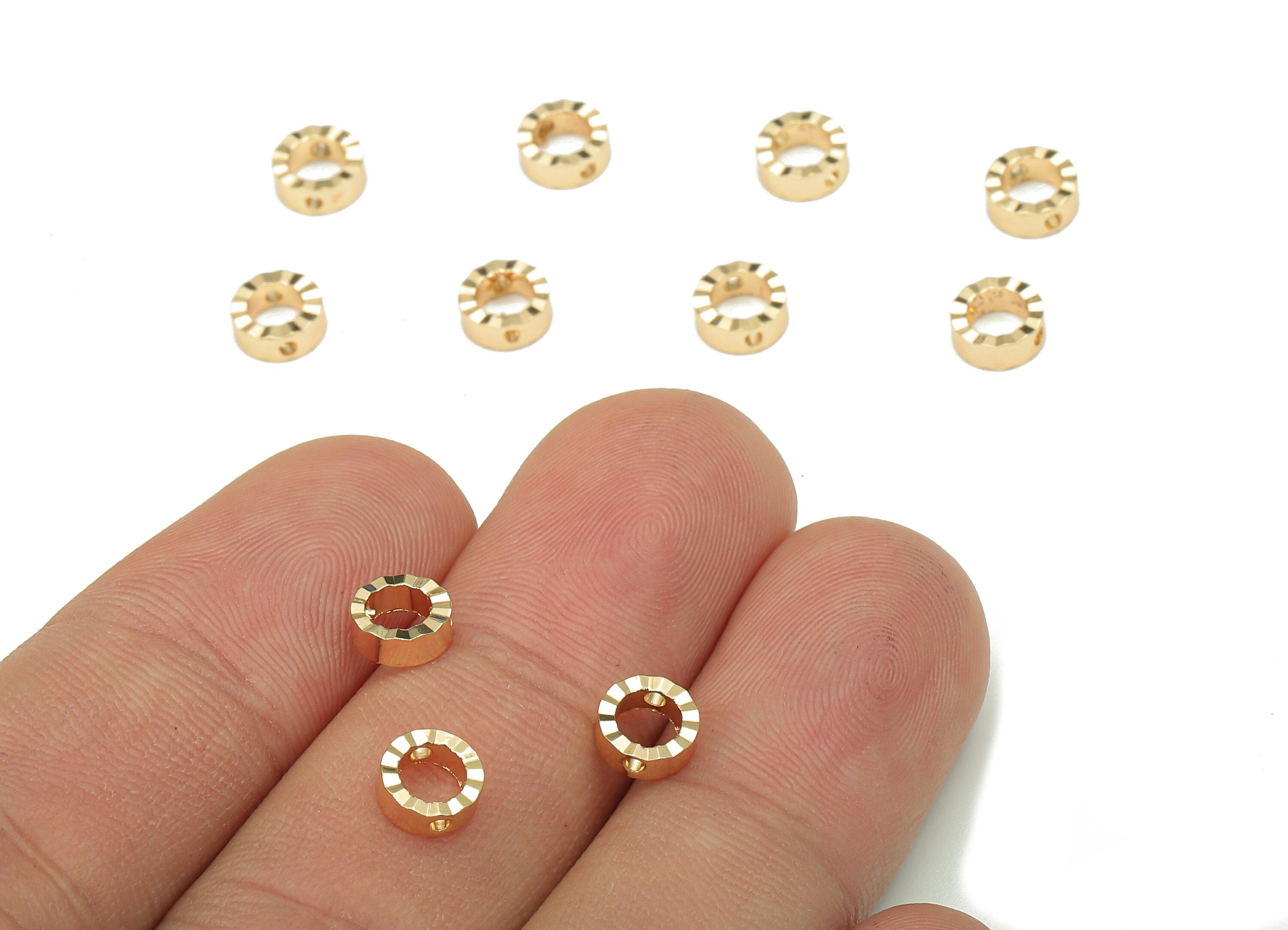 Brass Zig Zag Round Connector - Gold Mini Circle Thick Charm - Wide Mini Round Hoop Earring - 18K Real Gold Plating - 6.1x6.1x2.3mm -RGP5274 - DOMEDBAZAAR