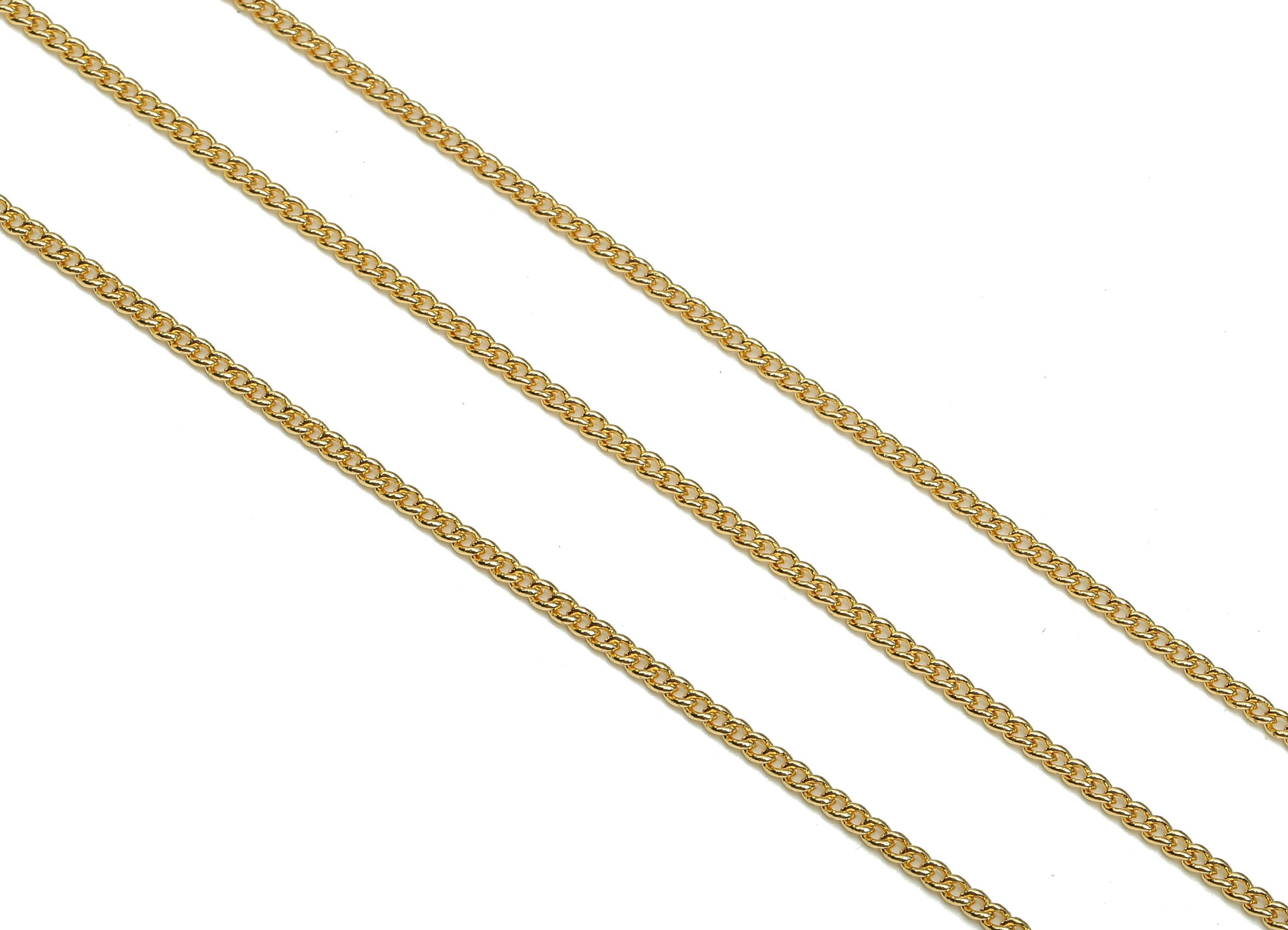 18K Curb Chain - 1.5 Brass Curb Chain - 18K Real Gold Plated Brass Chain - 1.5x1.5x.78mm - RGP5272 - DOMEDBAZAAR