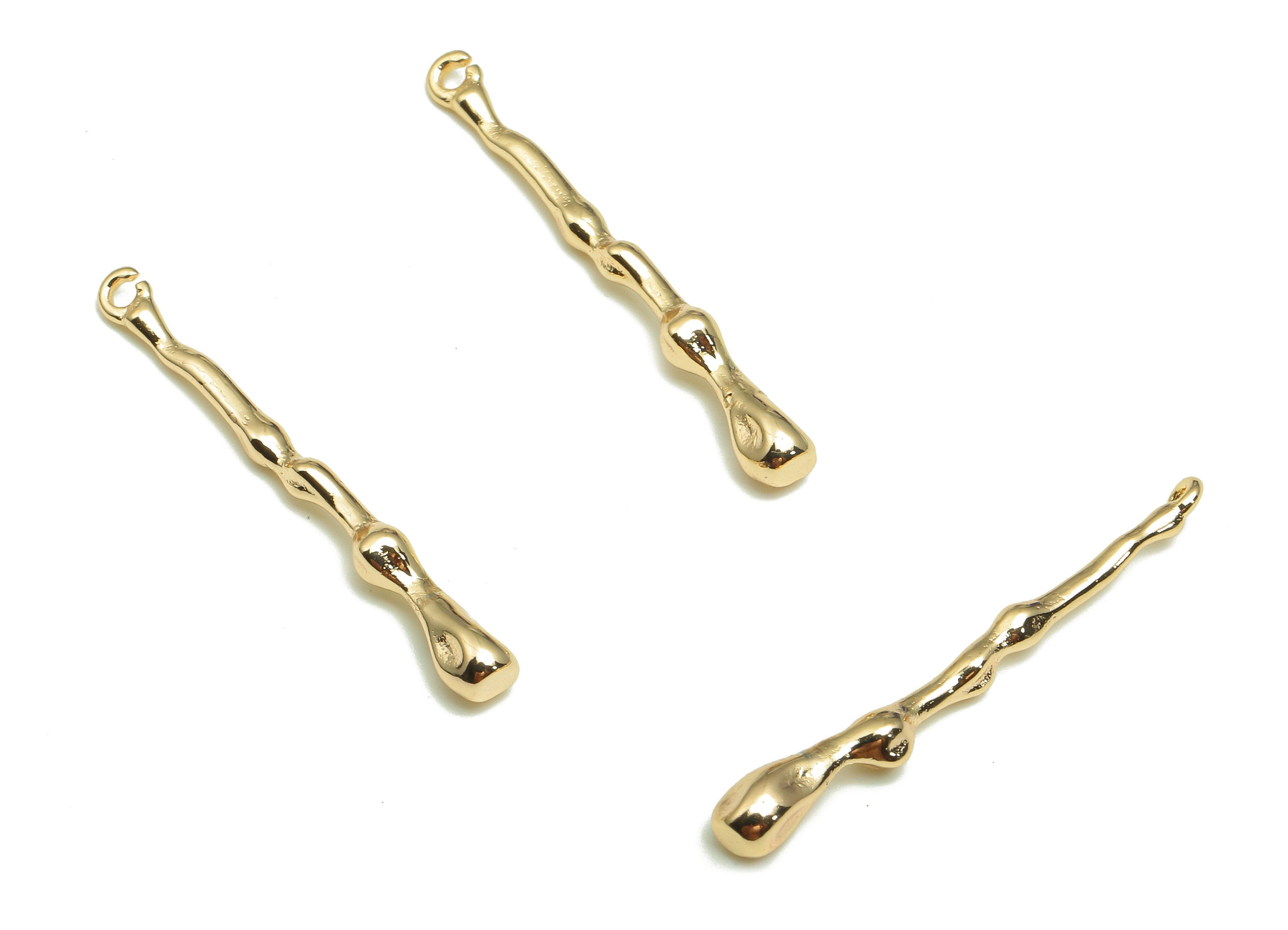 Brass Stick Earring Charm - Gold Textured Stick Earring - Stick Pendant With Loop - 18K Real Gold Plating - 29.8x2.8x2.5mm - RGP5286 - DOMEDBAZAAR