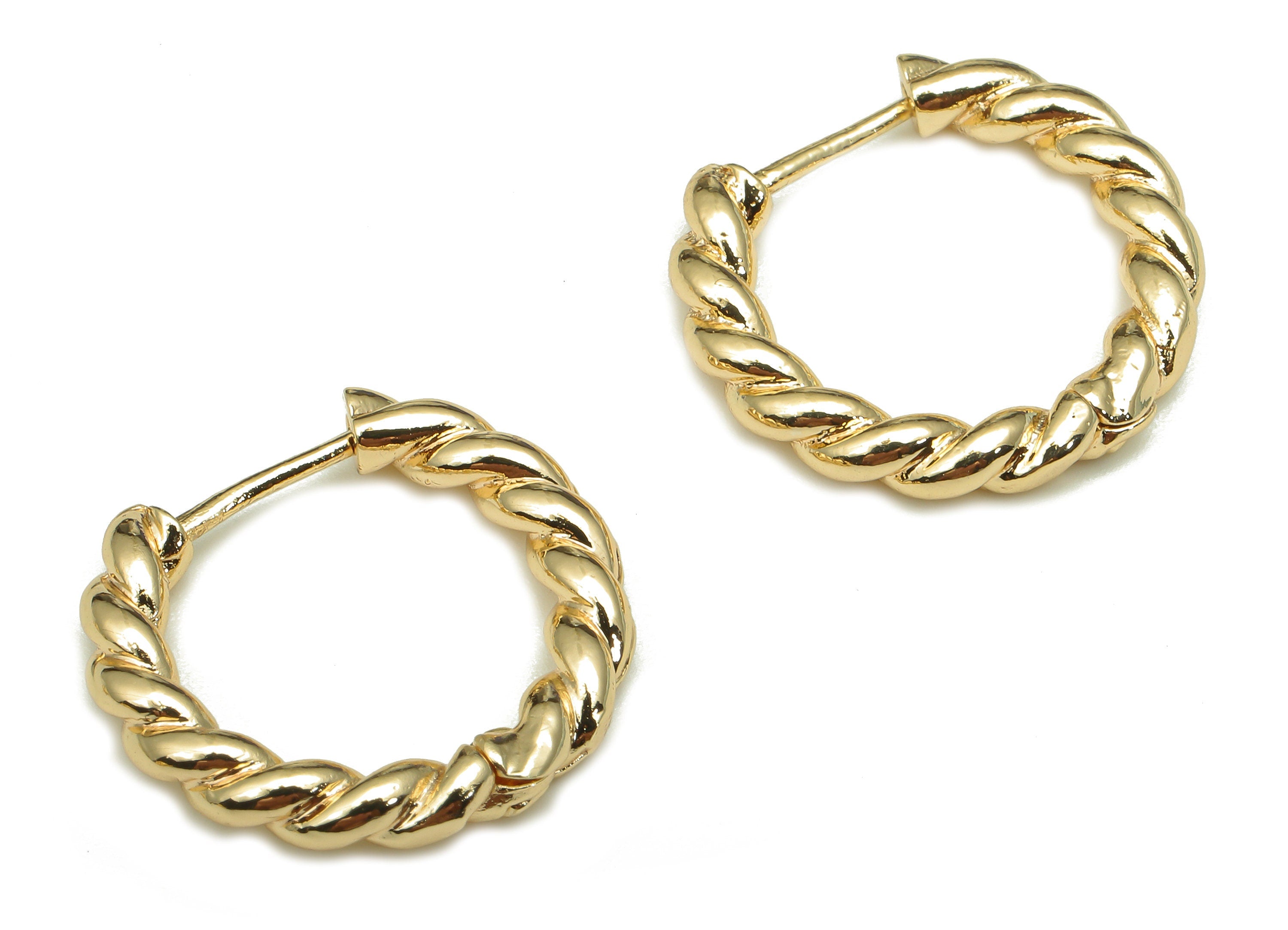 Brass Twisted Round Earring Clasp - Gold Circle Hoop Earring - Twisted Hoop Clasp - 18K Real Gold Plating Charm - 19.7x18.6x3.3mm - RGP5292 - DOMEDBAZAAR