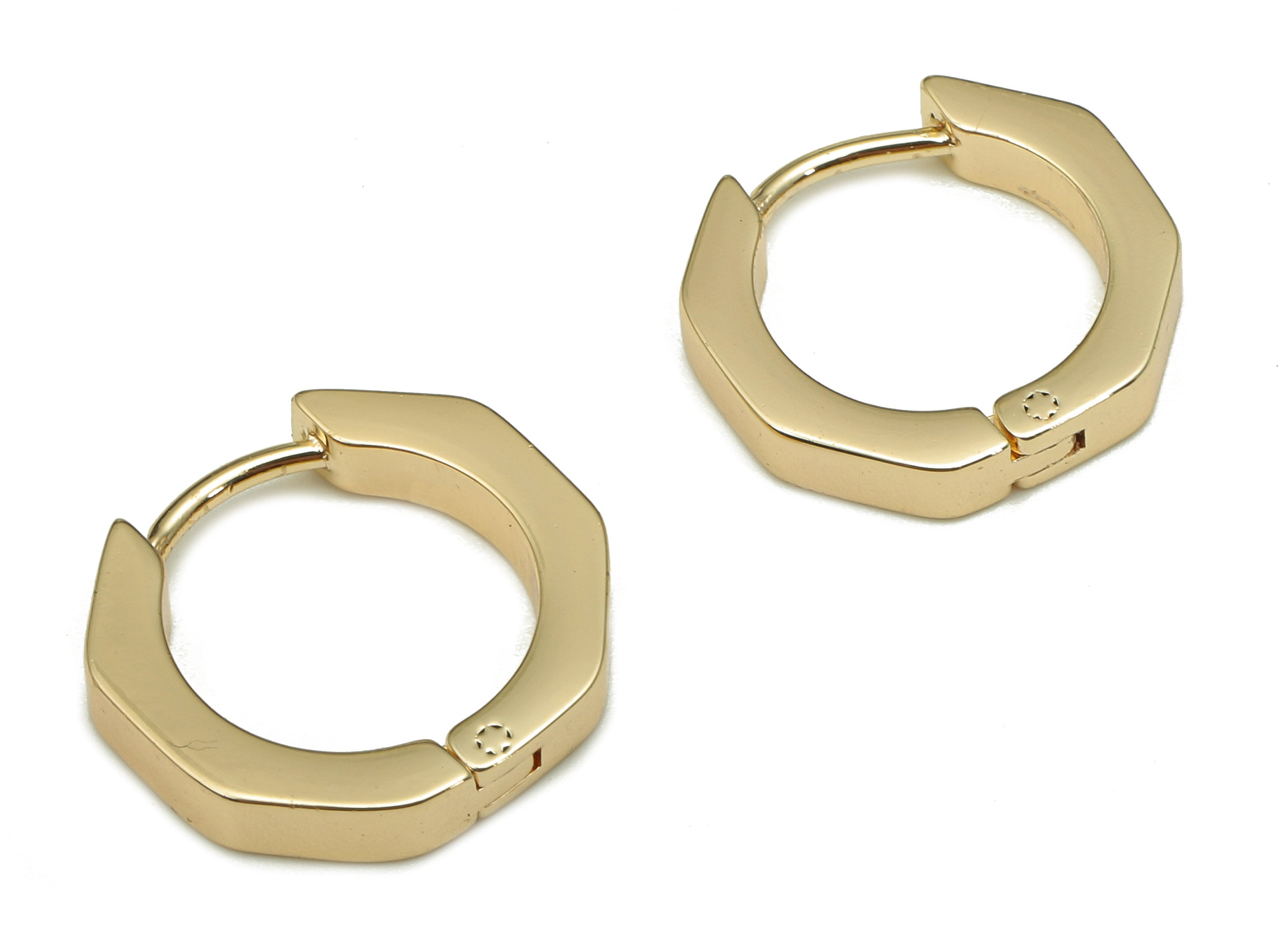 Brass Round Earring Clasp - Gold Circle Hoop Earring - Thick Huggie Hoop Earring - 18K Real Gold Plating - 15.7x15.7x2.9mm - RGP5293 - DOMEDBAZAAR