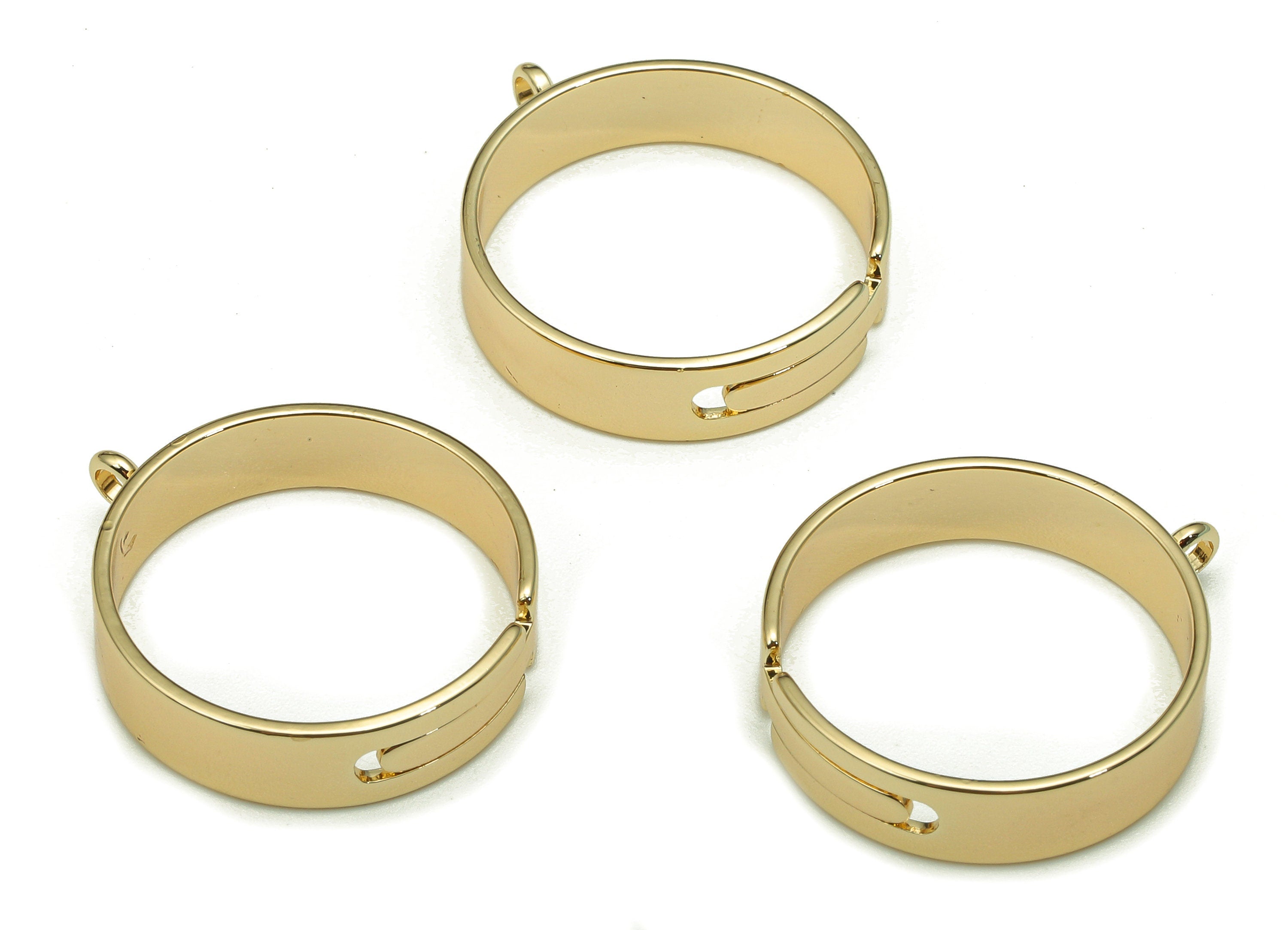 Brass Round Ring - Circle Wide Hoop Ring - Gold Wide Hoop With Loop - 18K Real Gold Plating - 21.5x18.4x0.8mm - RGP5336 - DOMEDBAZAAR