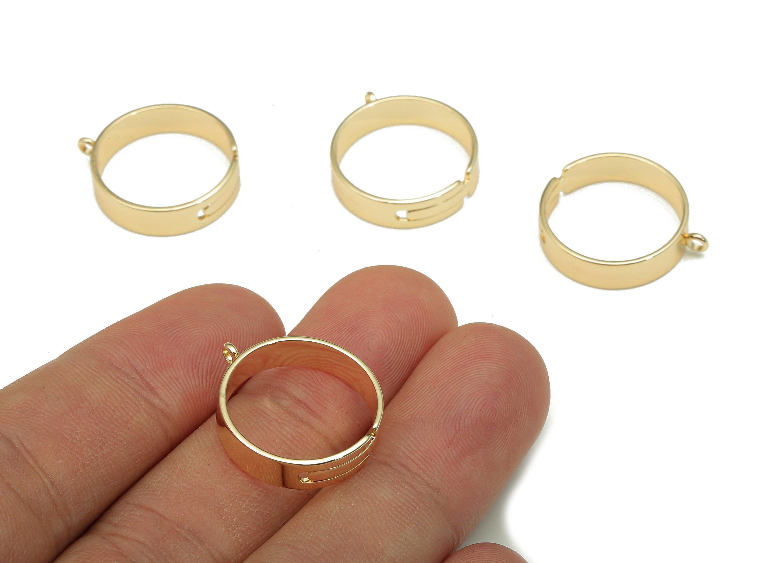 Brass Round Ring - Circle Wide Hoop Ring - Gold Wide Hoop With Loop - 18K Real Gold Plating - 21.5x18.4x0.8mm - RGP5336 - DOMEDBAZAAR