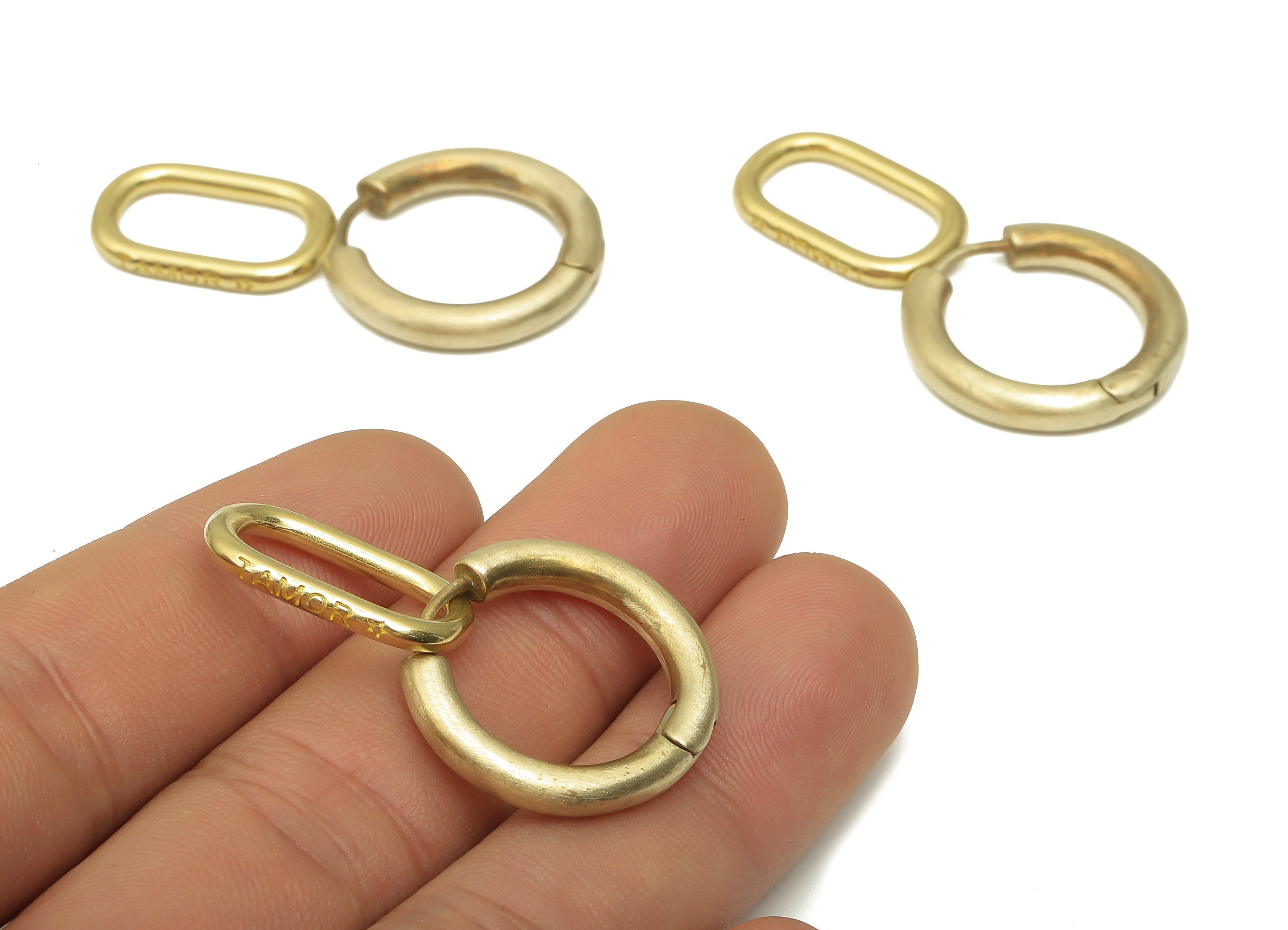 Brass Round & Rectangle Connector - Raw Brass Circle Earring Clasp - Hoop Earring - Earring Connector - 41x21.74x3.57mm - PP7883 - DOMEDBAZAAR