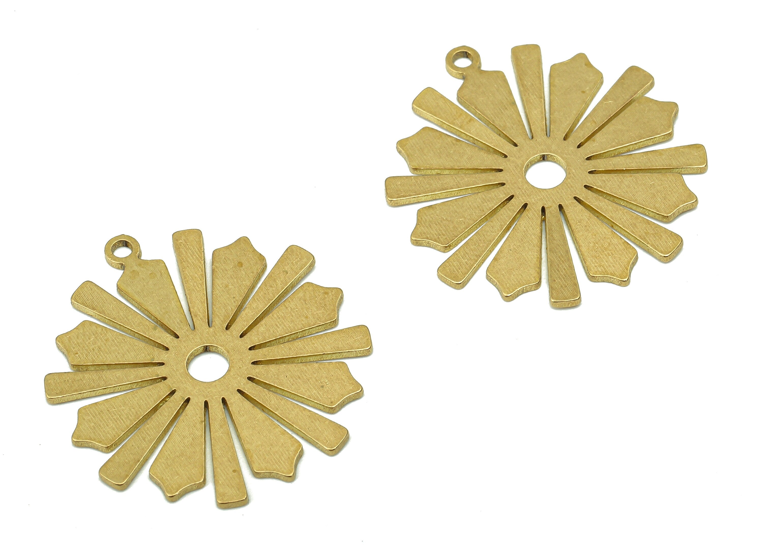 Brass Snowflake Earring Charms - Raw Brass Snowflake Cutout Pendant With Loop - For Necklace - Earring Findings - 24.7x23.6x0.7mm - PPA5033 - DOMEDBAZAAR